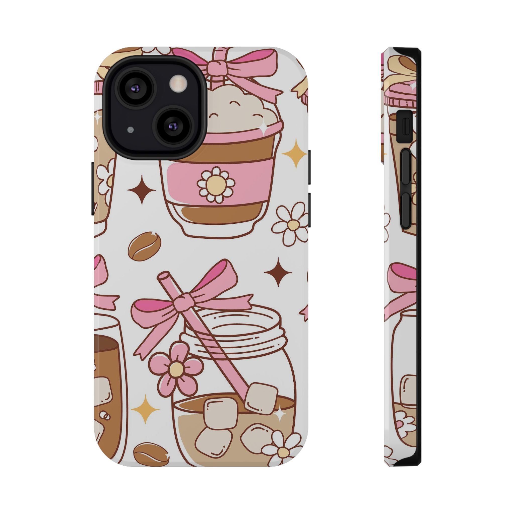 Cute Pink Coffee & Latte Pattern Impact Phone Case