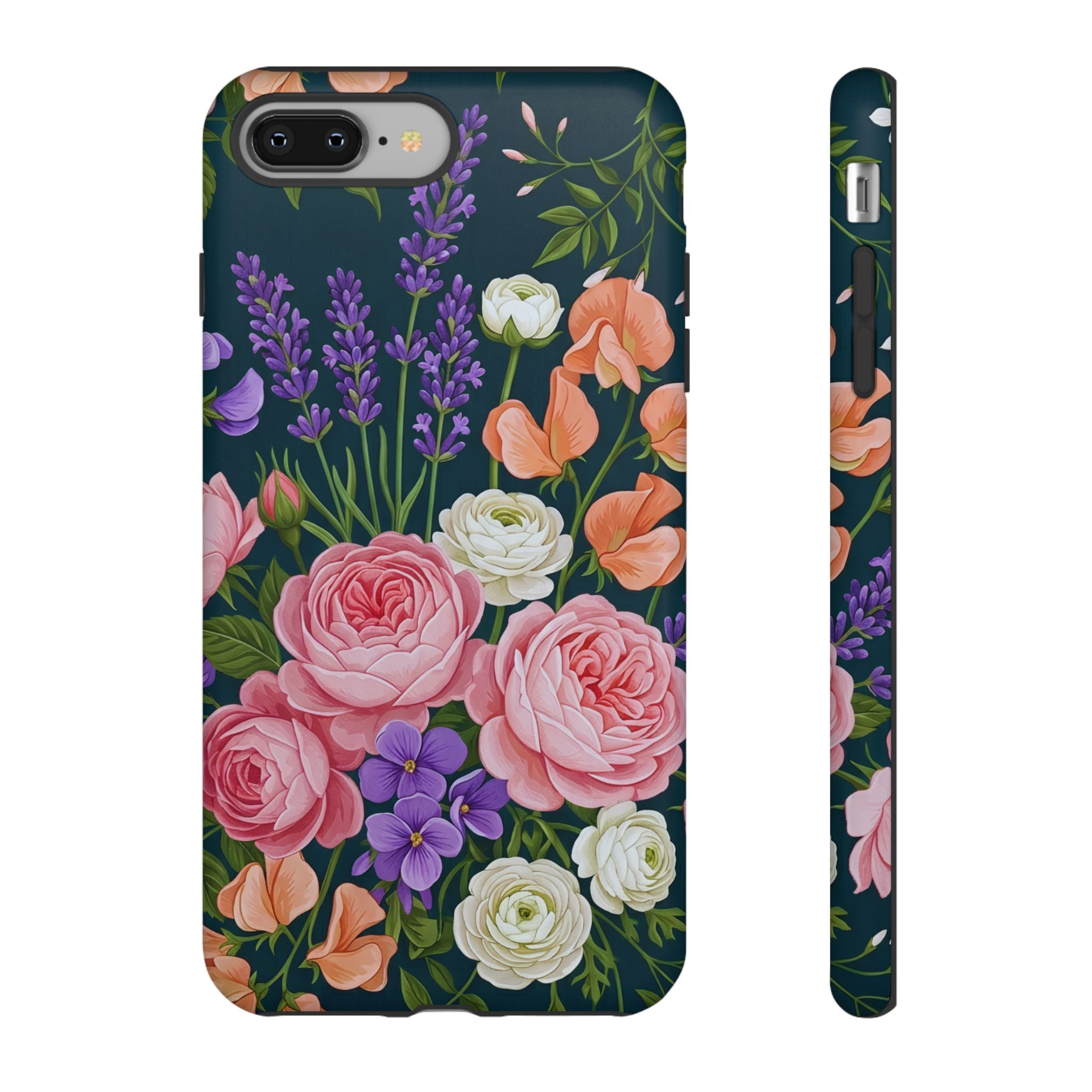 Floral Bouquet Phone Case — Vintage Roses & Lavender Protective Cover