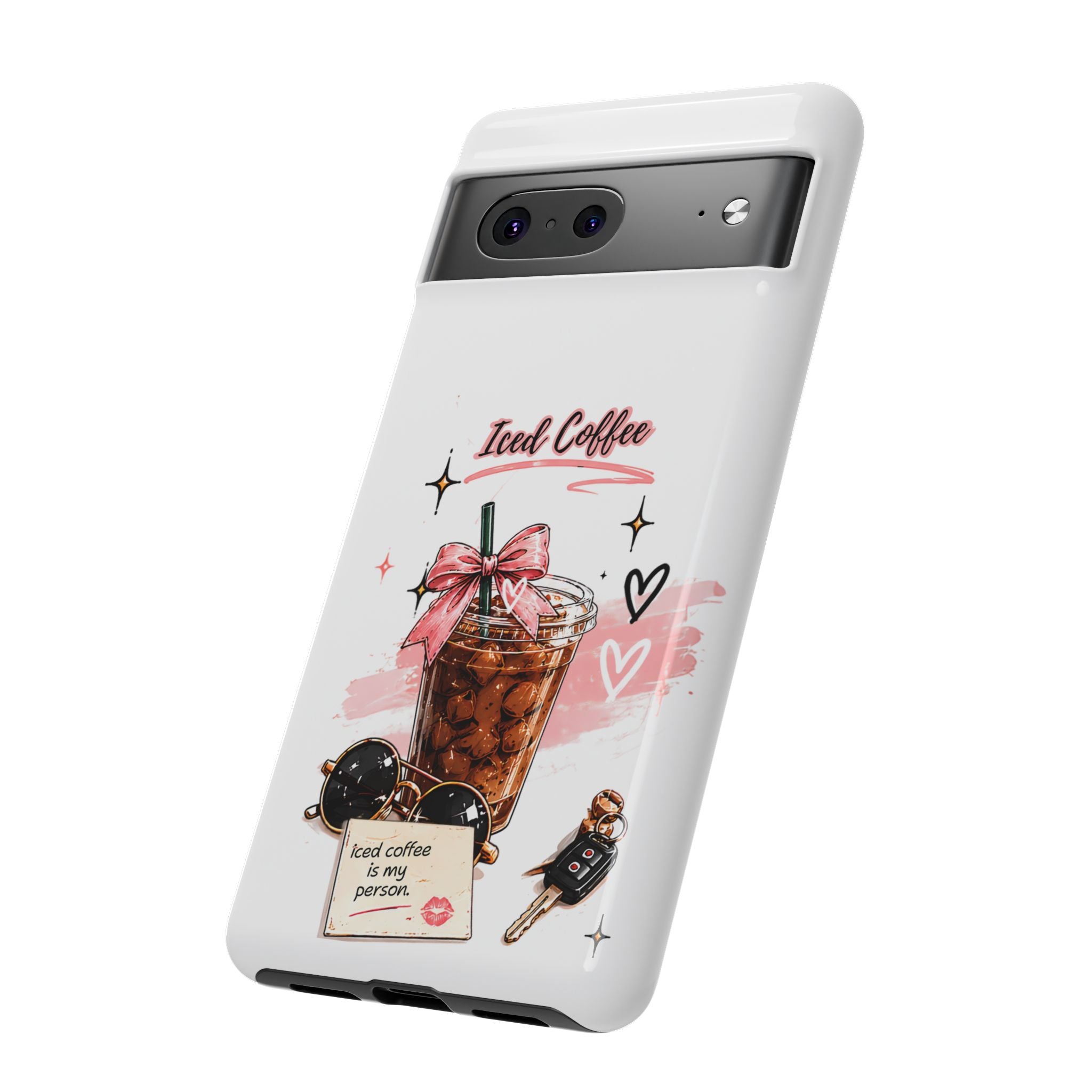 Iced Coffee Phone Case – Cute Pink Boba Design ("Iced coffee is my person")