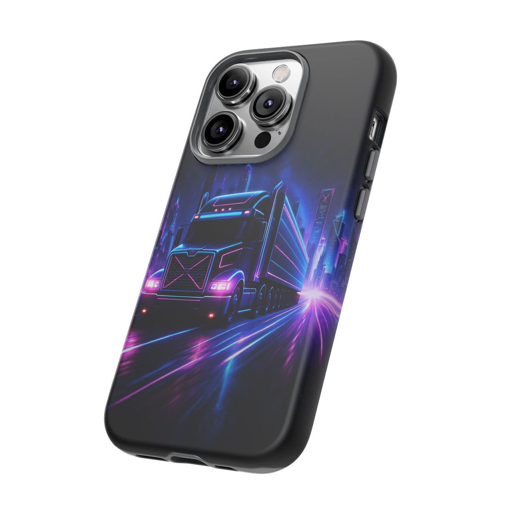 Neon Retro Rig Phone Case — Trucker Semi Truck Nightscape Protective Case