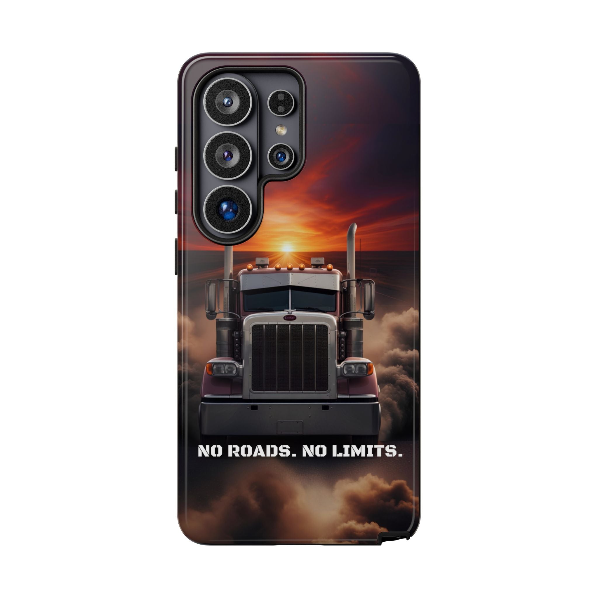 Truck Phone Case — "No Roads. No Limits." Sunset Semi Truck Protective Case