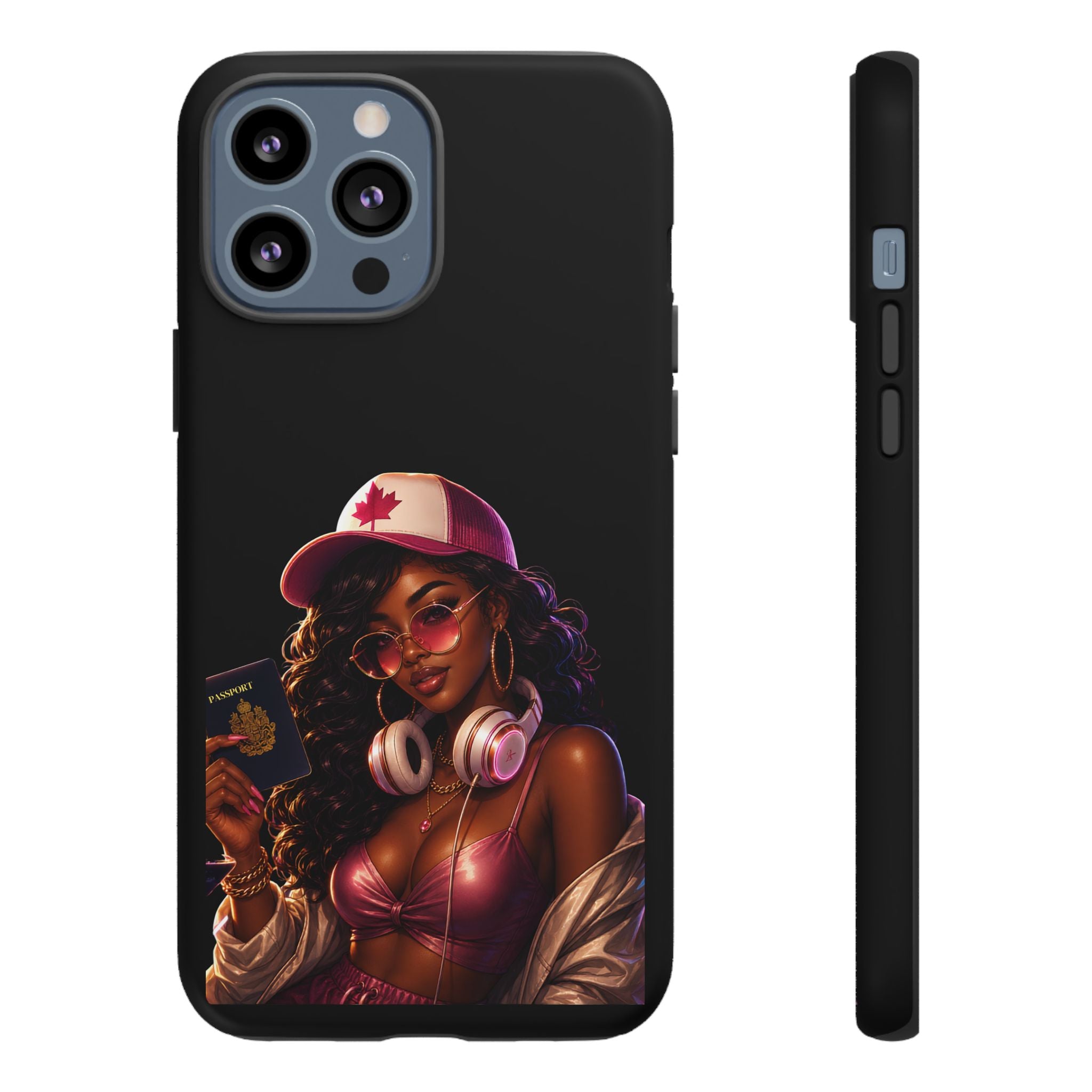 Phone Case — Stylish Urban Woman Design with Maple Cap