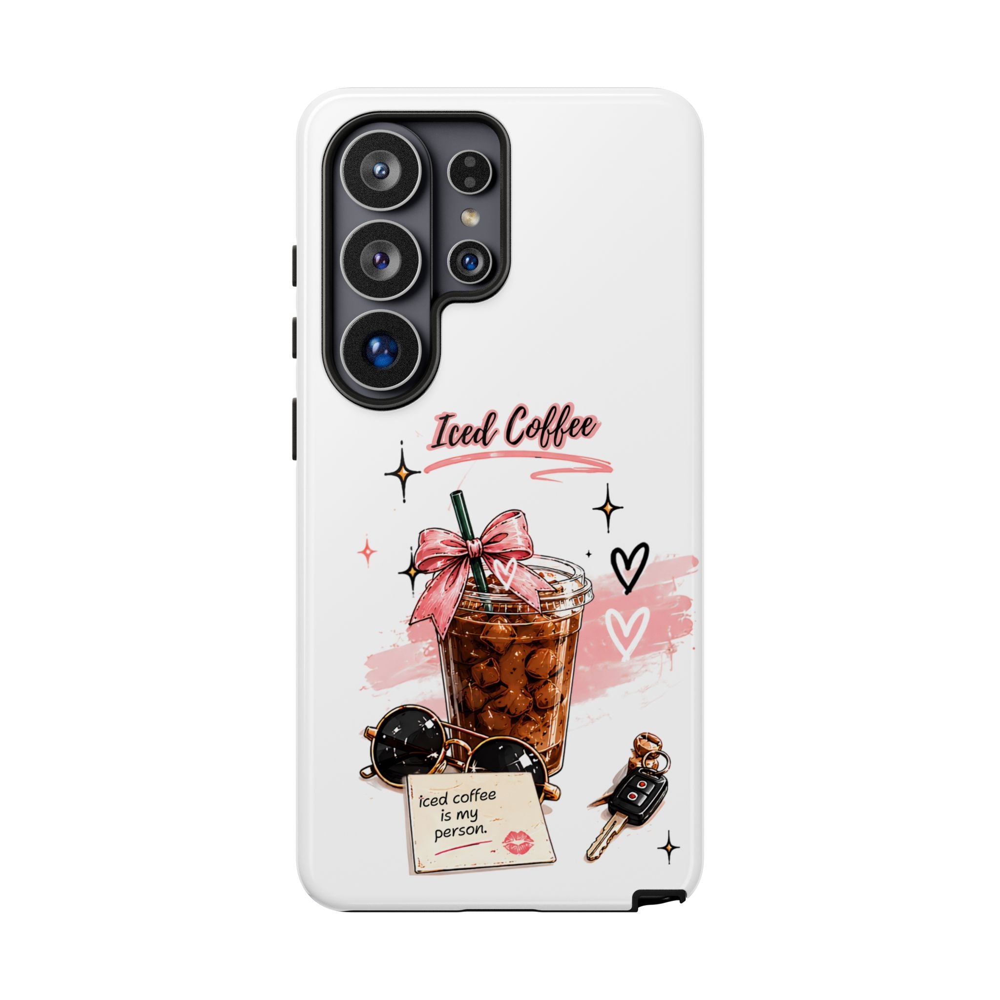 Iced Coffee Phone Case – Cute Pink Boba Design ("Iced coffee is my person")