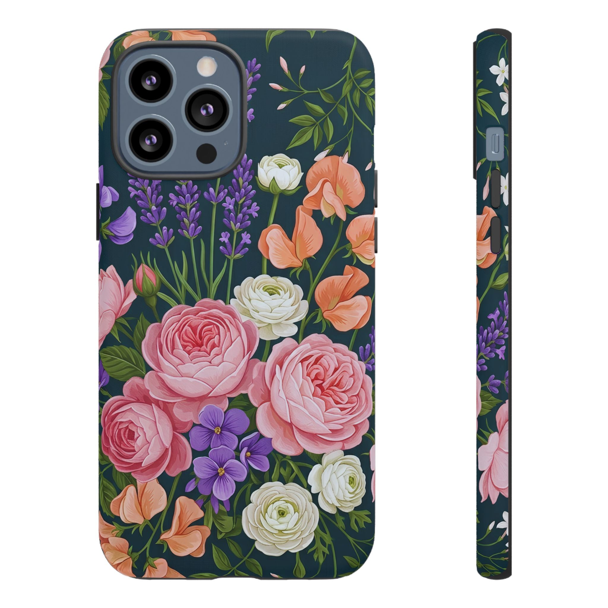 Floral Bouquet Phone Case — Vintage Roses & Lavender Protective Cover