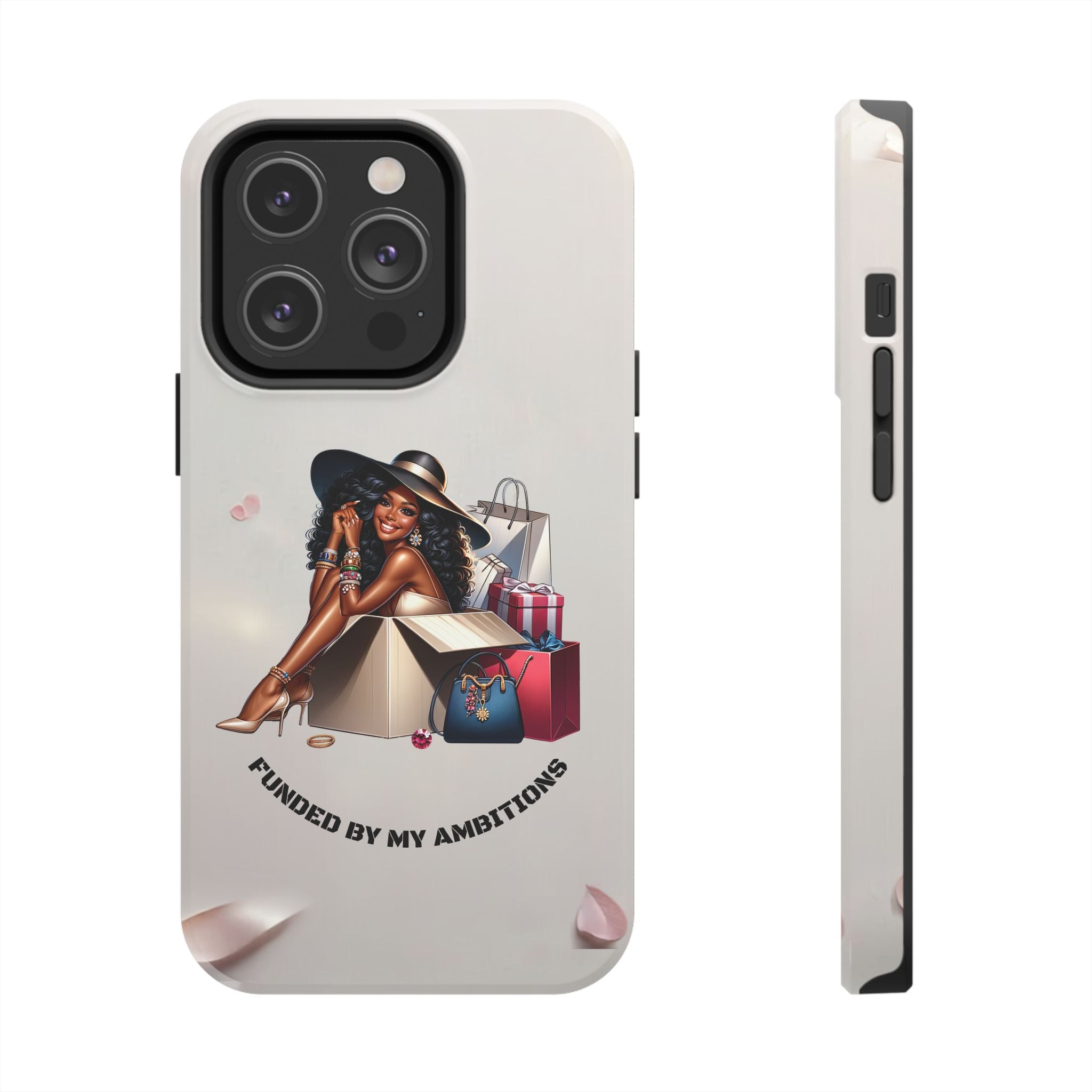 Chic Shopper Tough Phone Case — Stylish Black Woman with Shopping Bags
