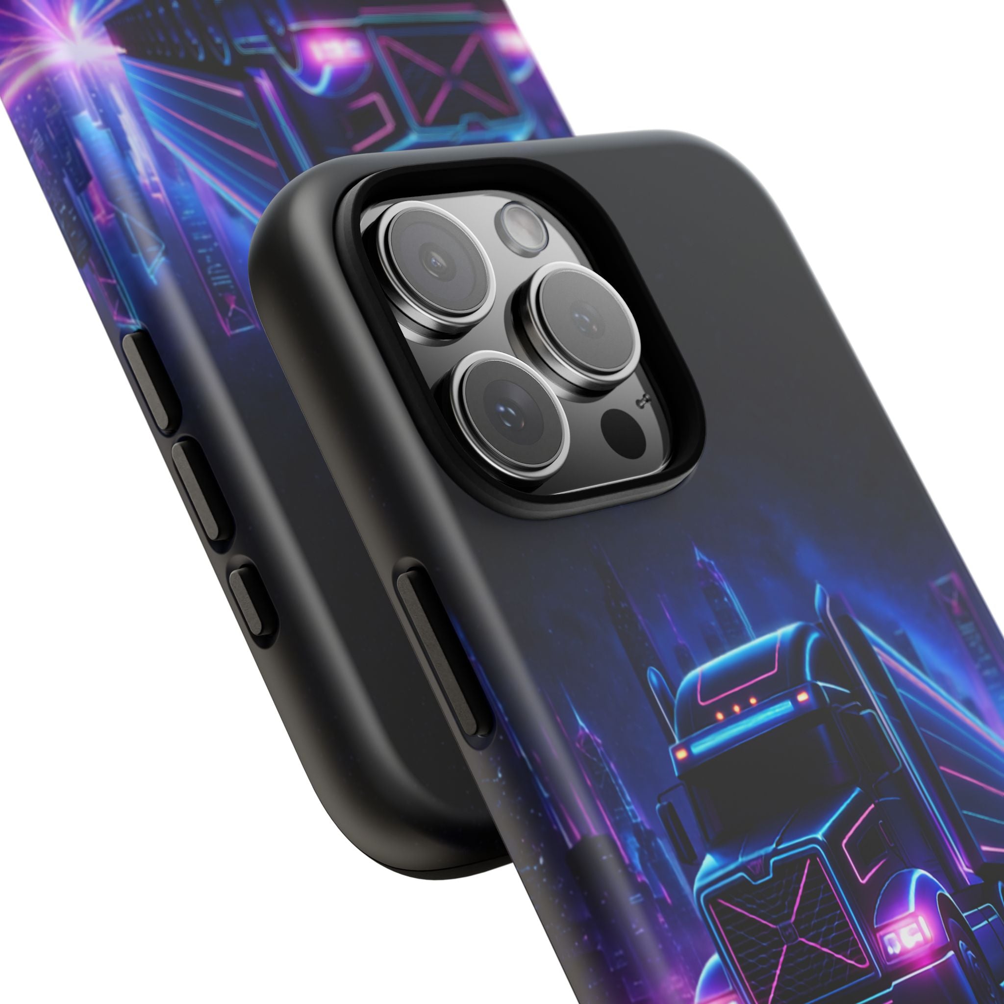 Neon Retro Rig Phone Case — Trucker Semi Truck Nightscape Protective Case