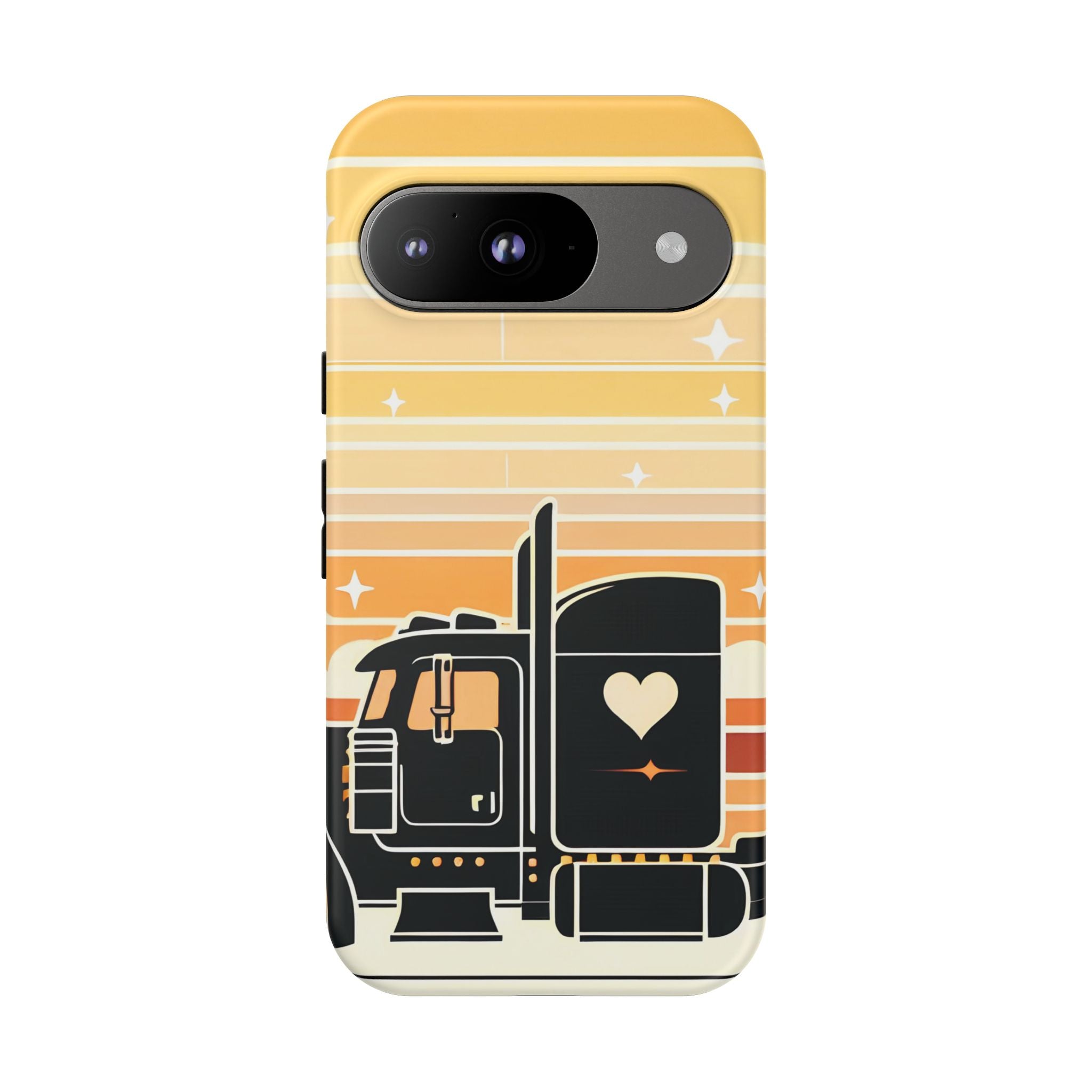 Trucker Heart Phone Case — Retro Semi Truck Protective Phone Cover