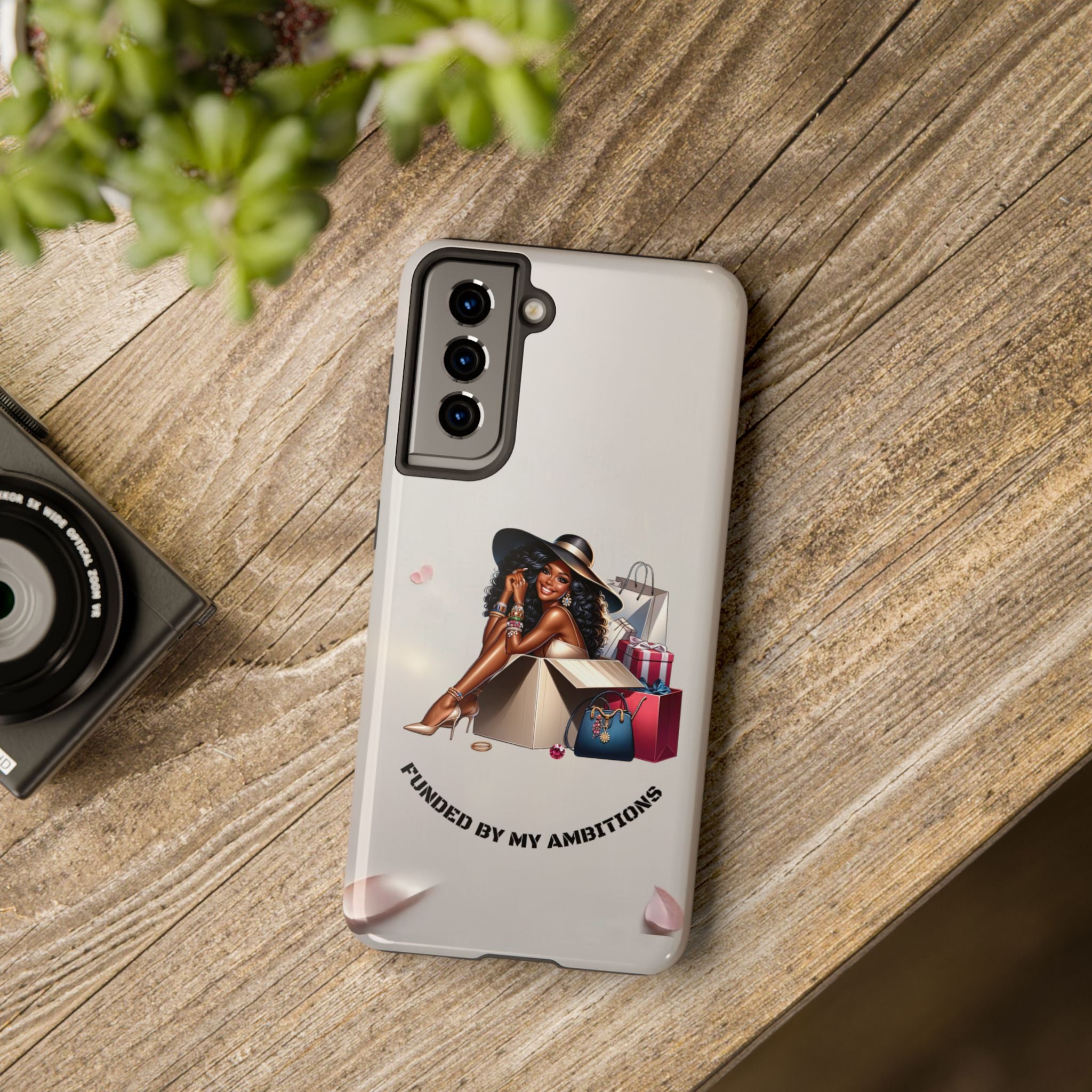 Chic Shopper Tough Phone Case — Stylish Black Woman with Shopping Bags