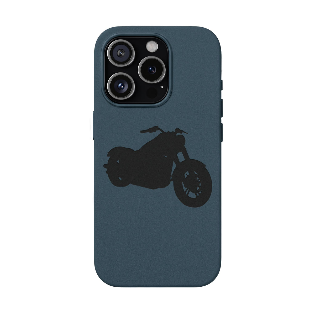 Engraved PU Leather Phone Case — Motorcycle Silhouette