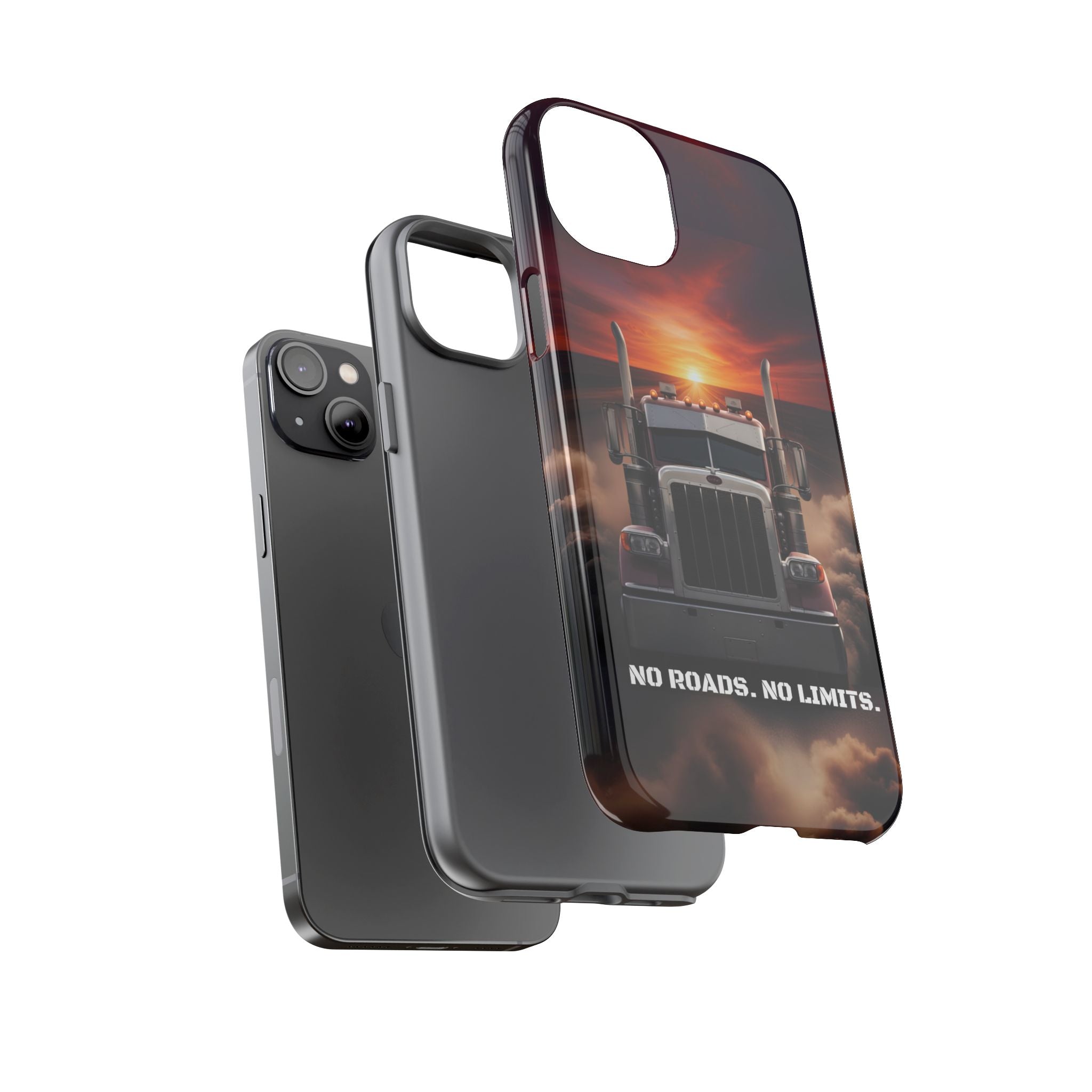 Truck Phone Case — "No Roads. No Limits." Sunset Semi Truck Protective Case