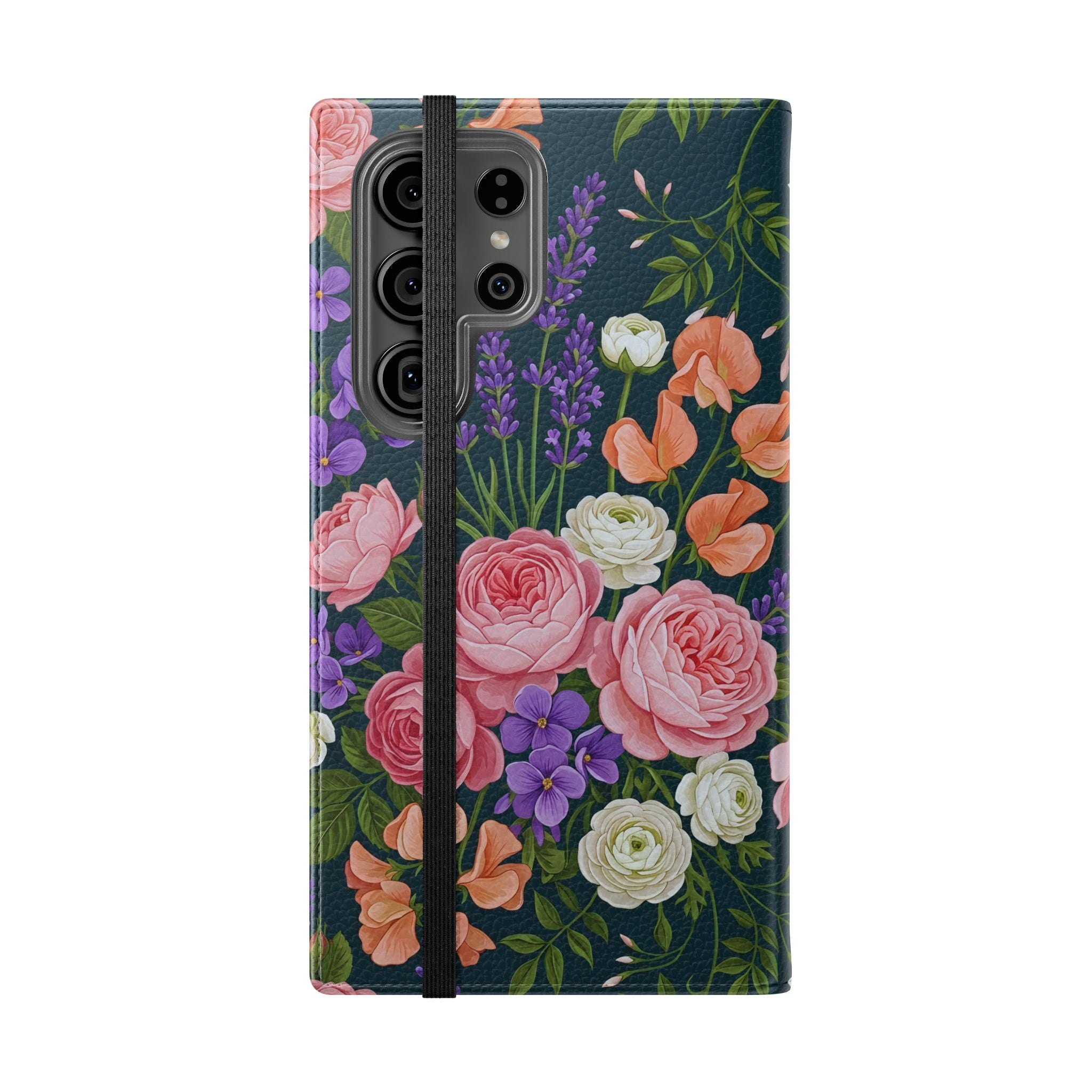 Floral Flip Phone Case -Wallet Cover with Card Slots