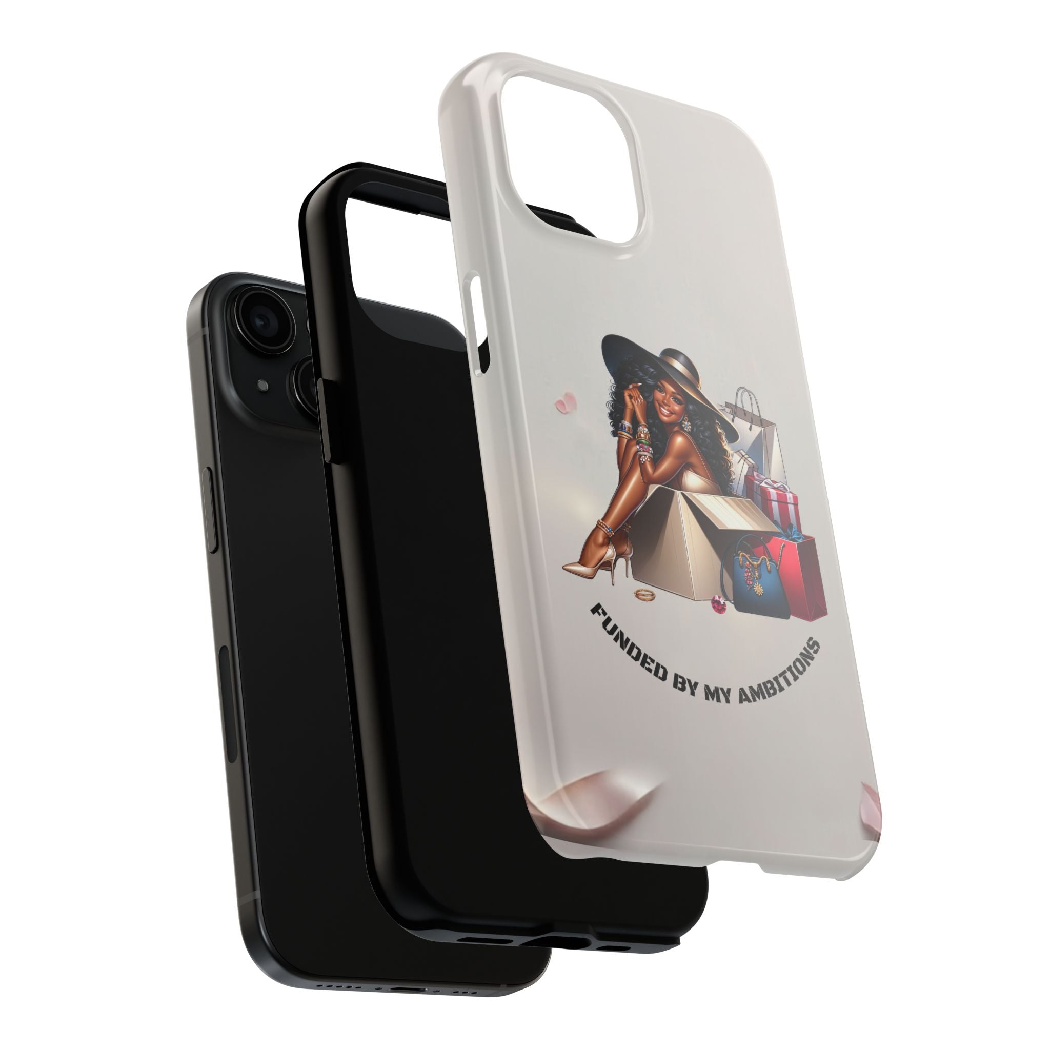 Chic Shopper Tough Phone Case — Stylish Black Woman with Shopping Bags
