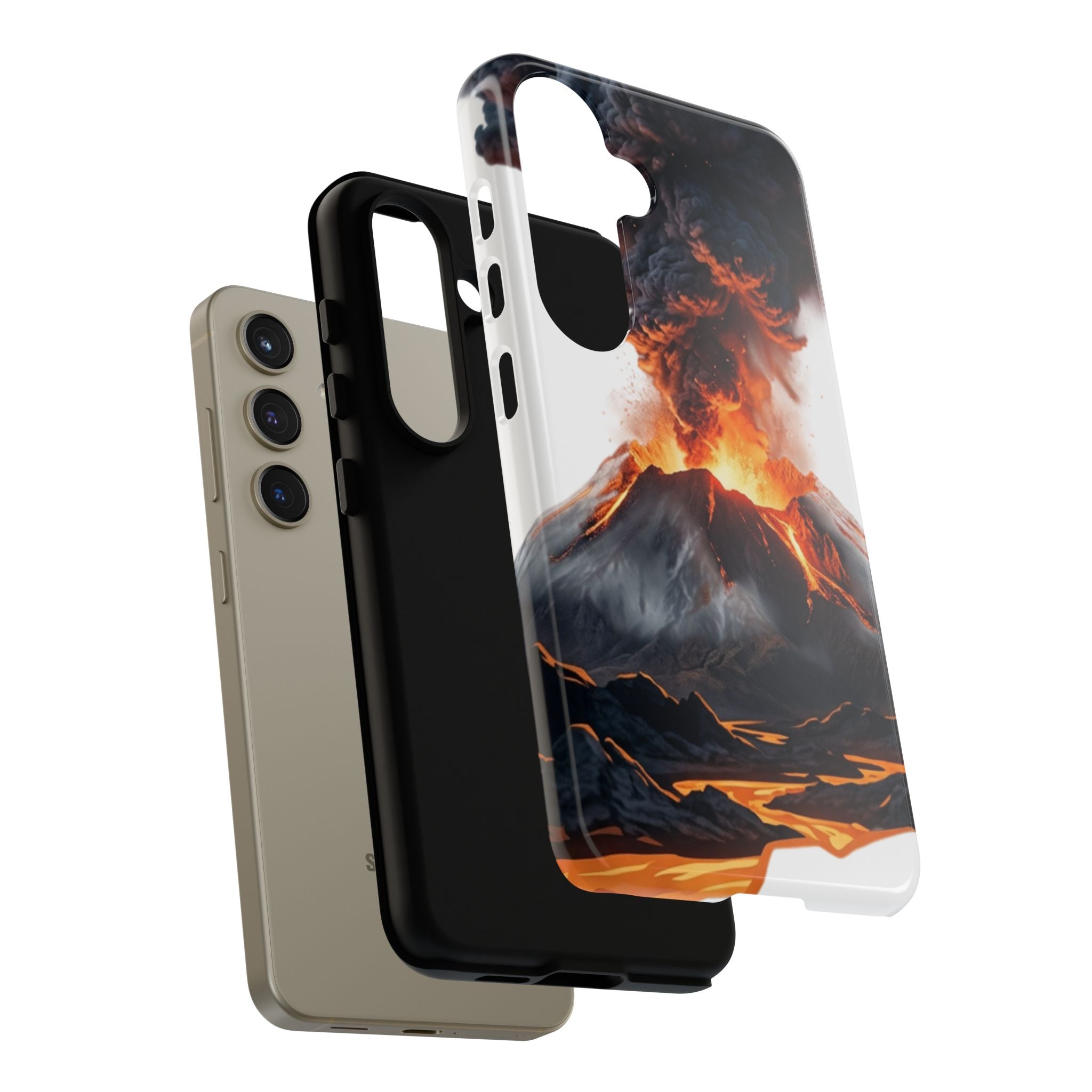 Volcano Eruption Tough Phone Case — Fiery Lava Protective Cover