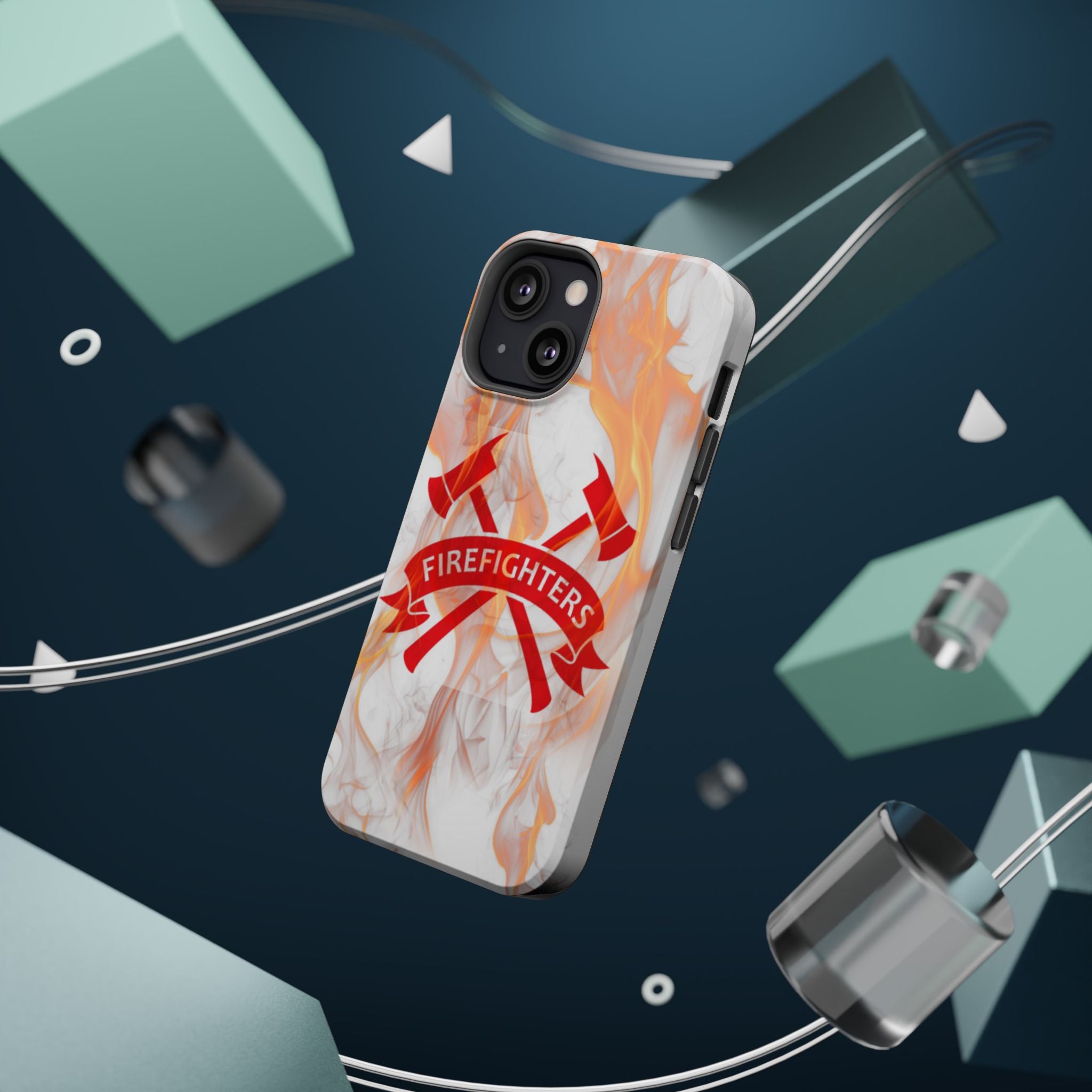 Firefighters Magnetic Impact-Resistant Phone Case — Flame Design with Maltese Cross