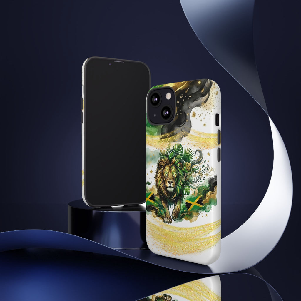 Reggae Lion Phone Case — Jamaican Flag Rasta Art Tough Phone Cover