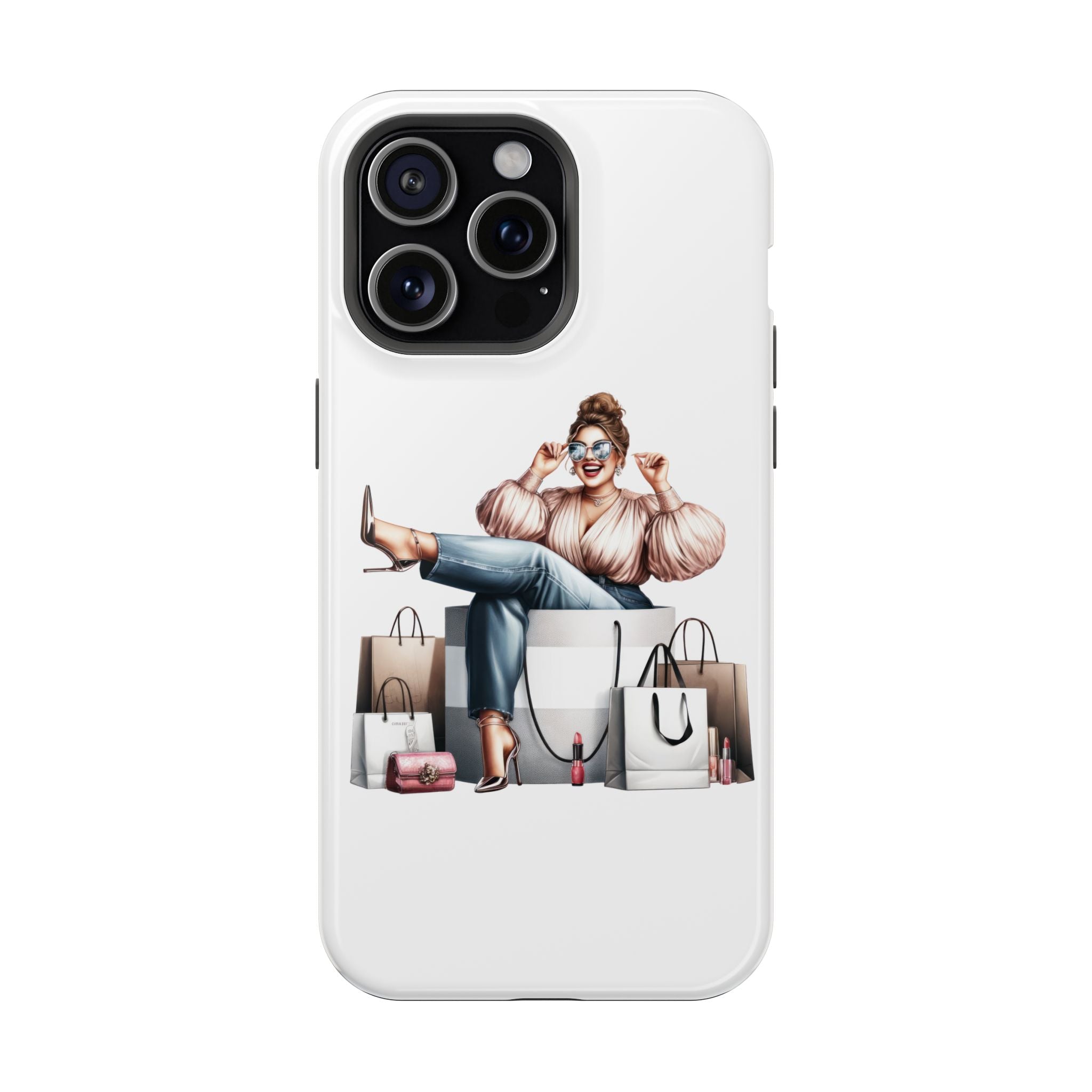 Magnetic Impact-Resistant Case — Luxury Shopper Goddess on Clouds Phone Cover