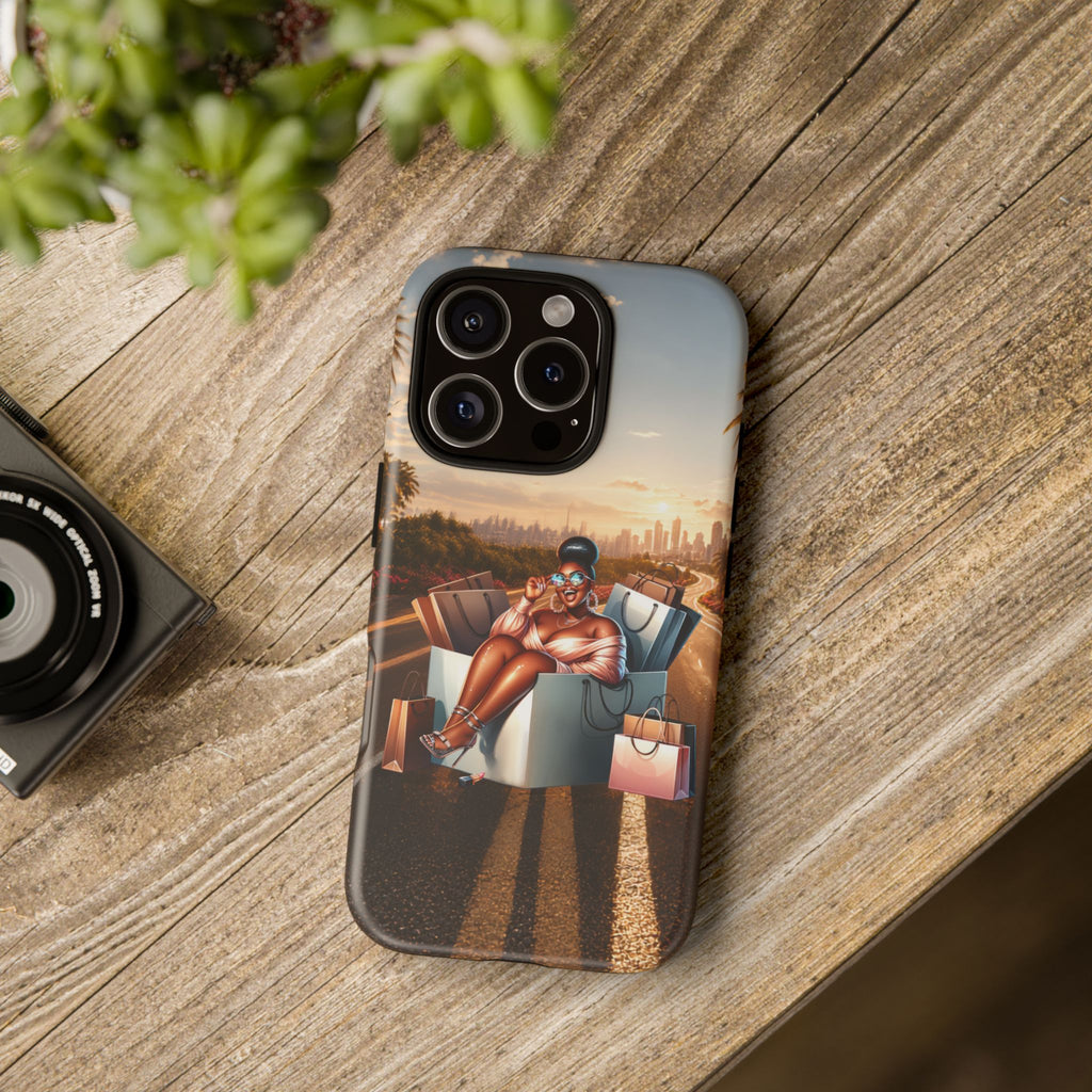 Phone Case — Chic Shopper Illustration on Cloud Background