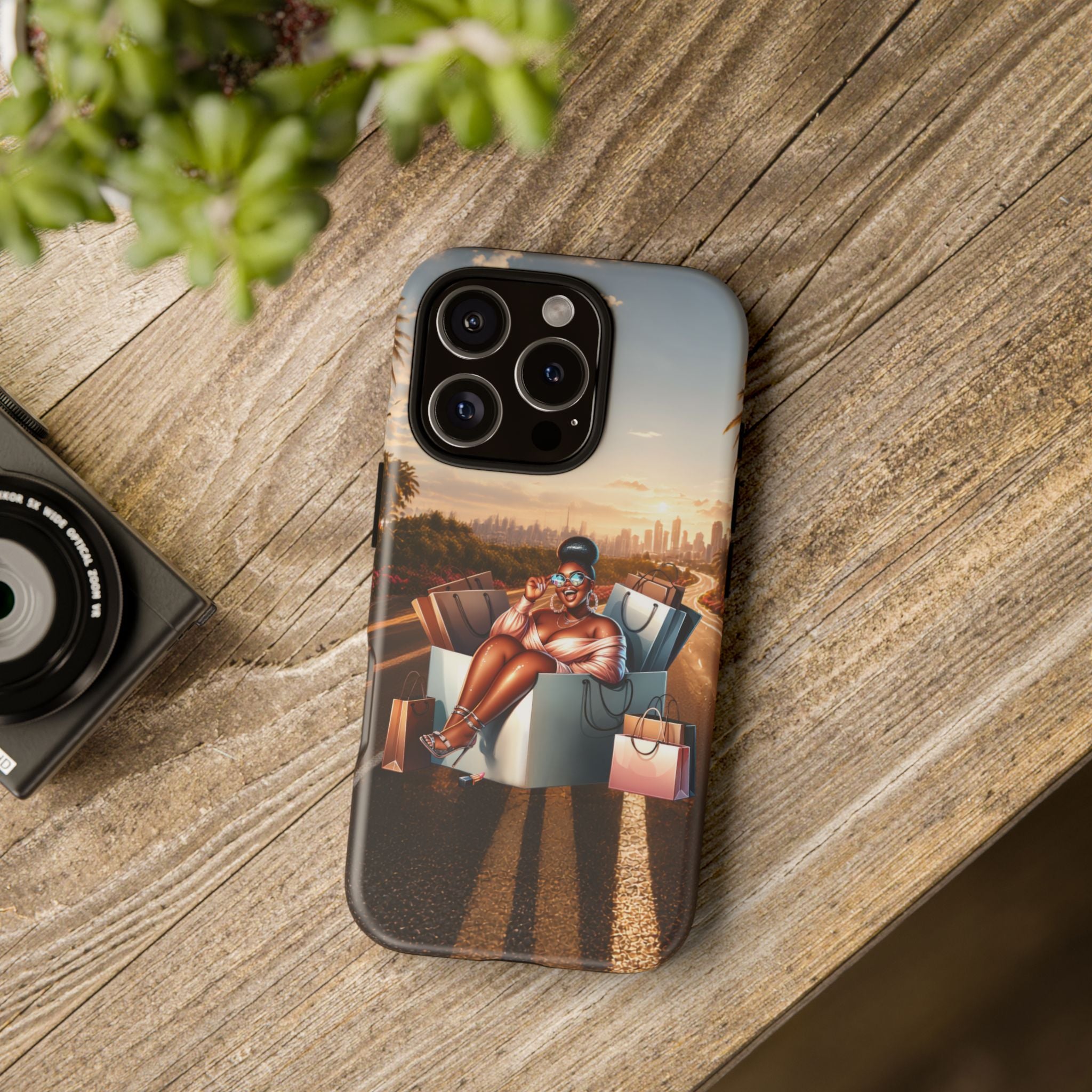 Phone Case — Chic Shopper Illustration on Cloud Background
