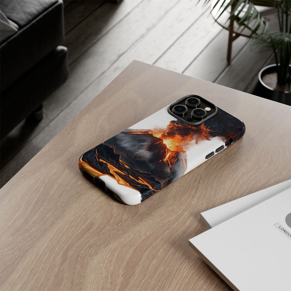 Volcano Eruption Tough Phone Case — Fiery Lava Protective Cover