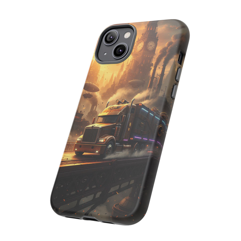 Steampunk Freightliner Phone Case — Rugged Trucking Cityscape iPhone Cover