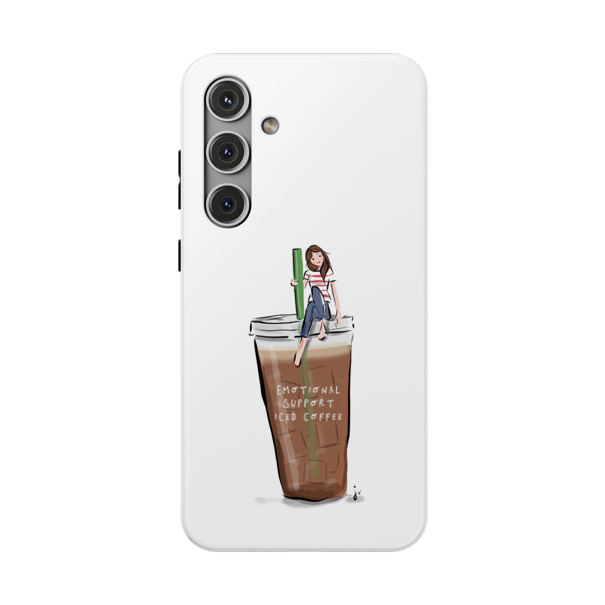 Iced Coffee & Me Phone Case — Cute Illustration 'Emotional Support Iced Coffee' Impact-Resistant Case