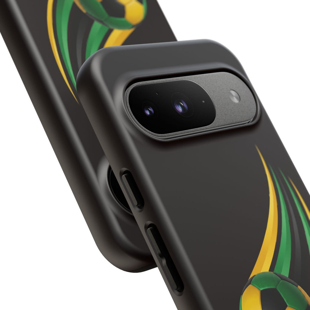 Soccer Comet Tough Phone Case – Green & Yellow Football Design