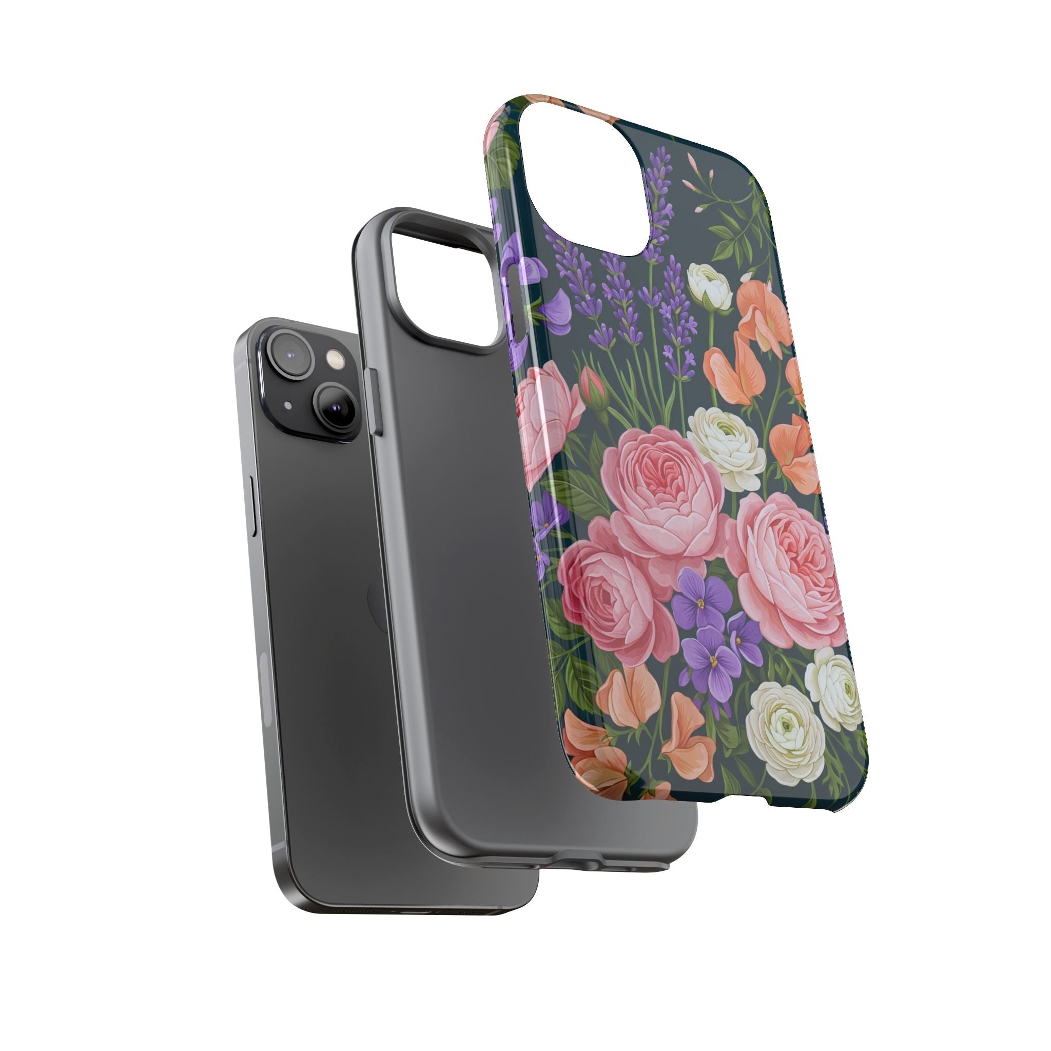 Floral Bouquet Phone Case — Vintage Roses & Lavender Protective Cover