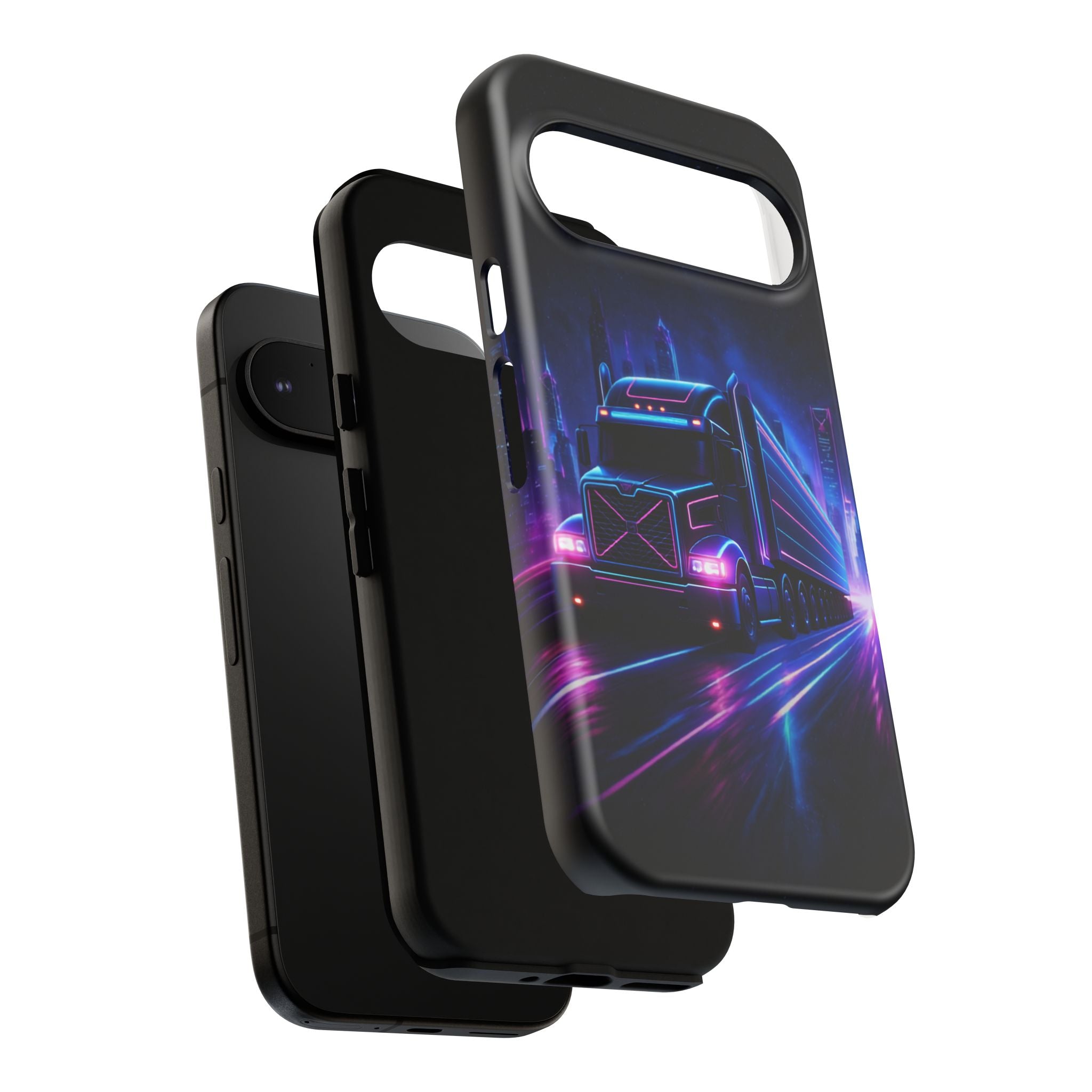 Neon Retro Rig Phone Case — Trucker Semi Truck Nightscape Protective Case