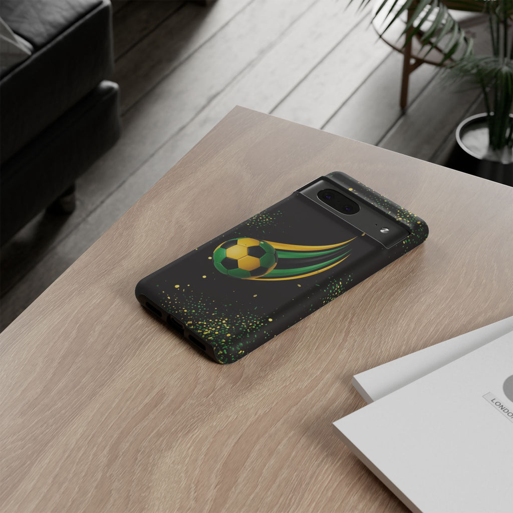 Soccer Comet Tough Phone Case – Green & Yellow Football Design