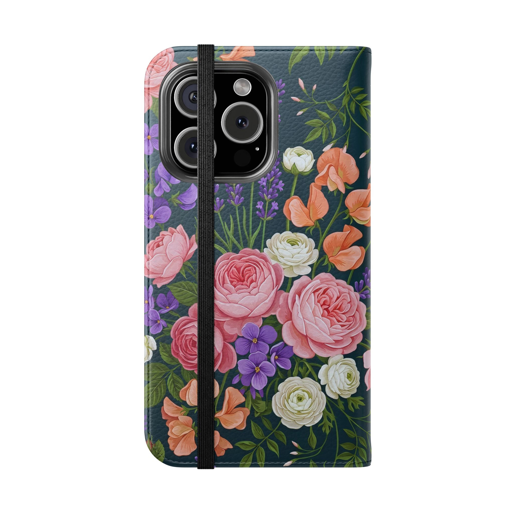 Floral Flip Phone Case -Wallet Cover with Card Slots