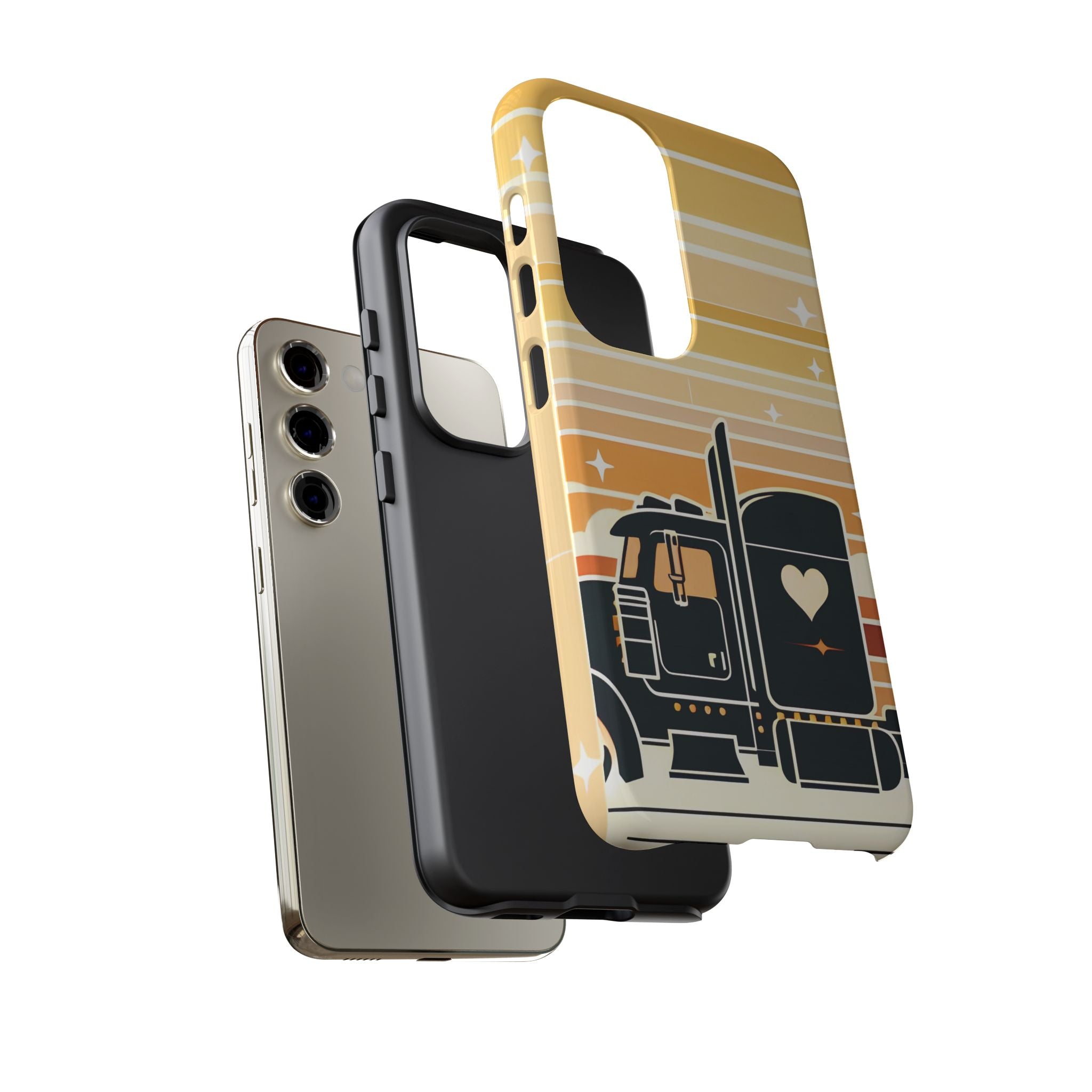 Trucker Heart Phone Case — Retro Semi Truck Protective Phone Cover