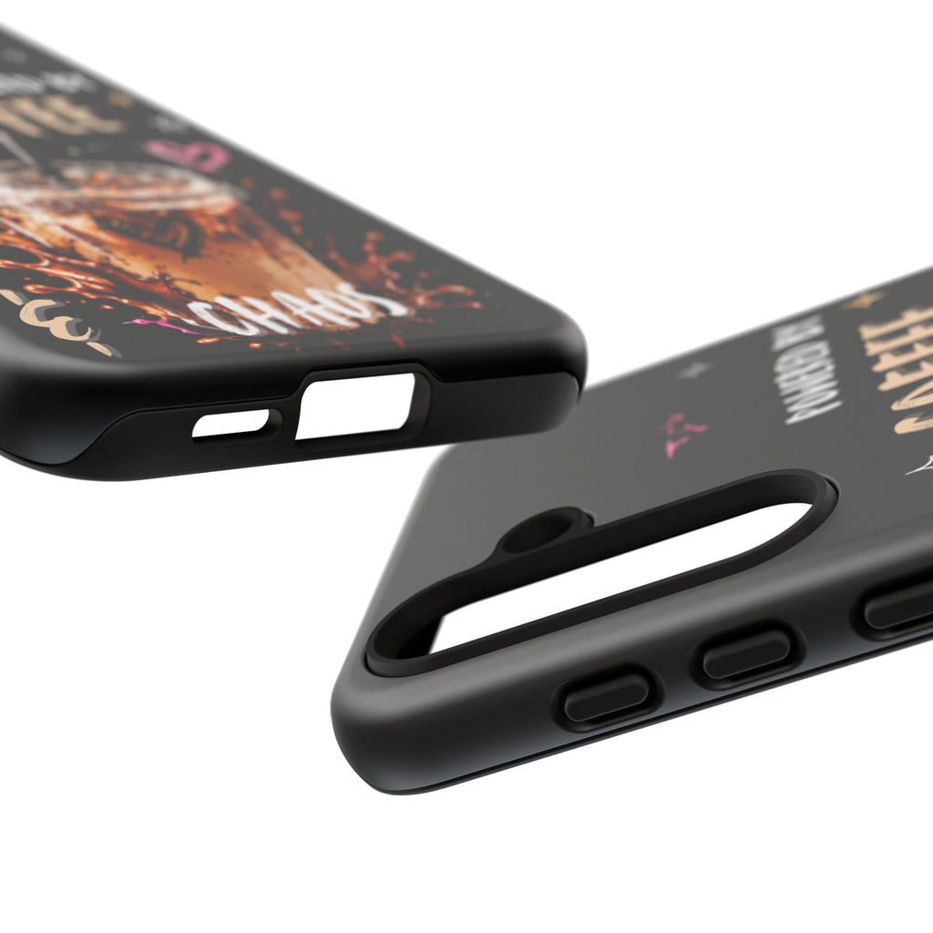 Phone Case — "Powered by Coffee & Chaos" Iced Coffee Protective Cover