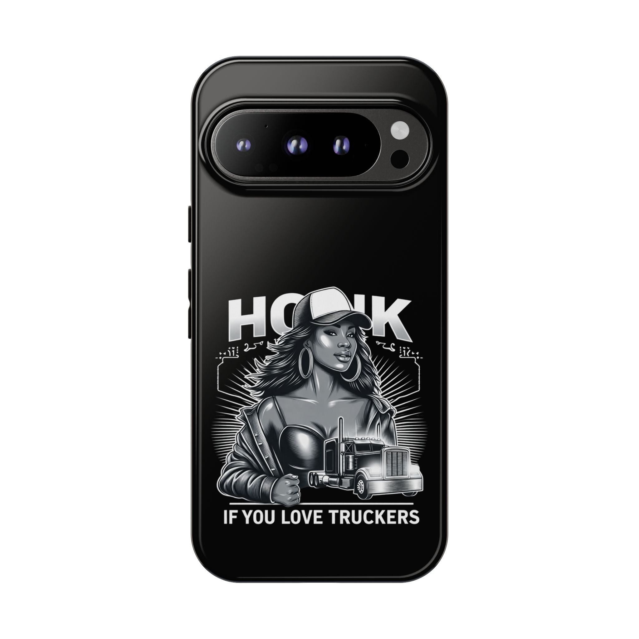 Phone Case — 'Honk' Trucker Girl Retro Semi Truck Protective Case