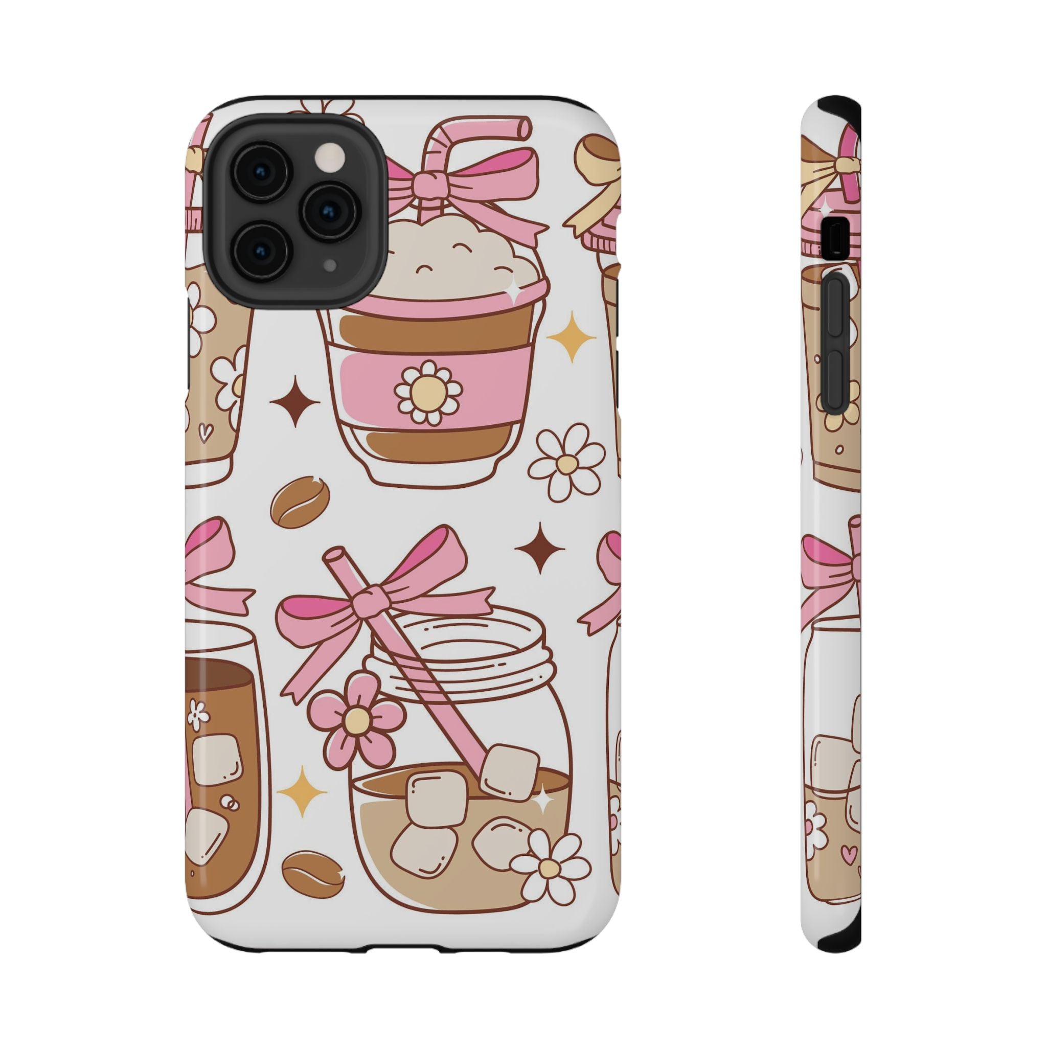 Cute Pink Coffee & Latte Pattern Impact Phone Case