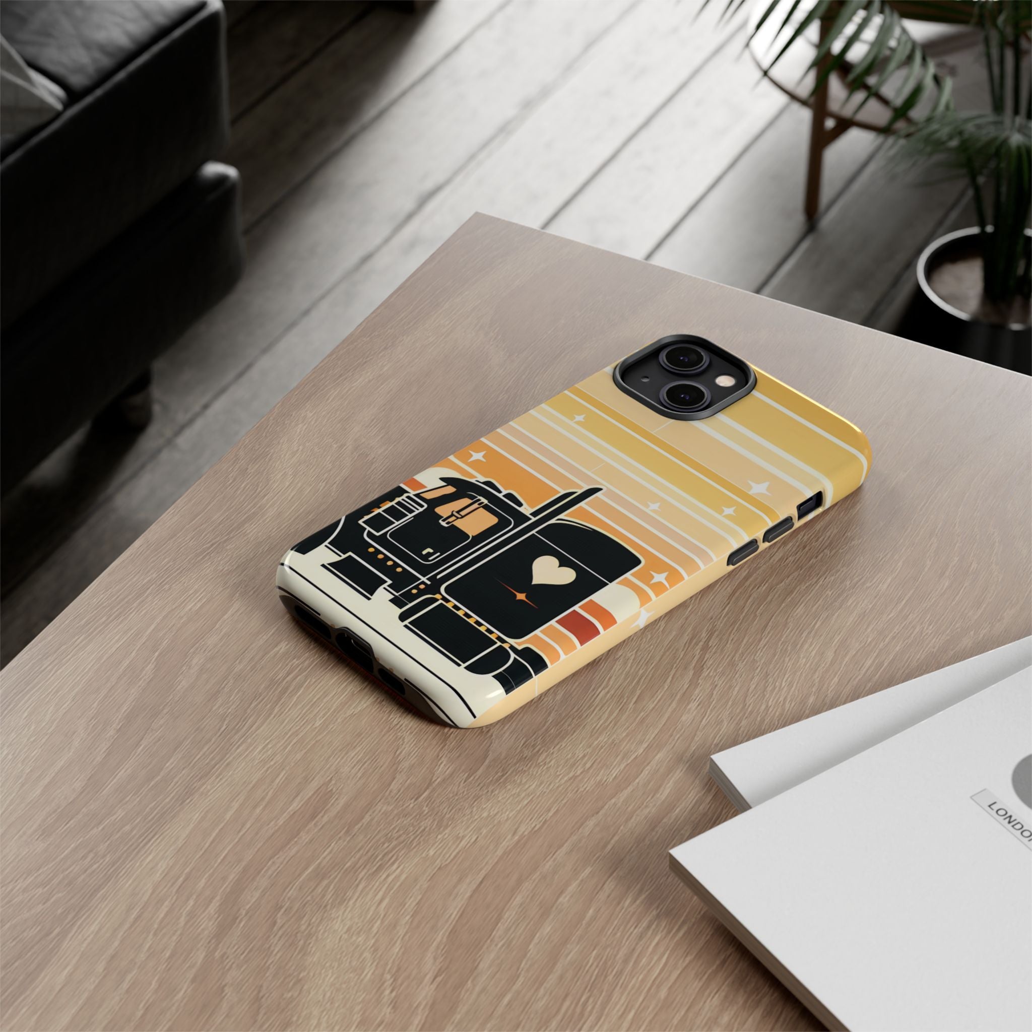 Trucker Heart Phone Case — Retro Semi Truck Protective Phone Cover
