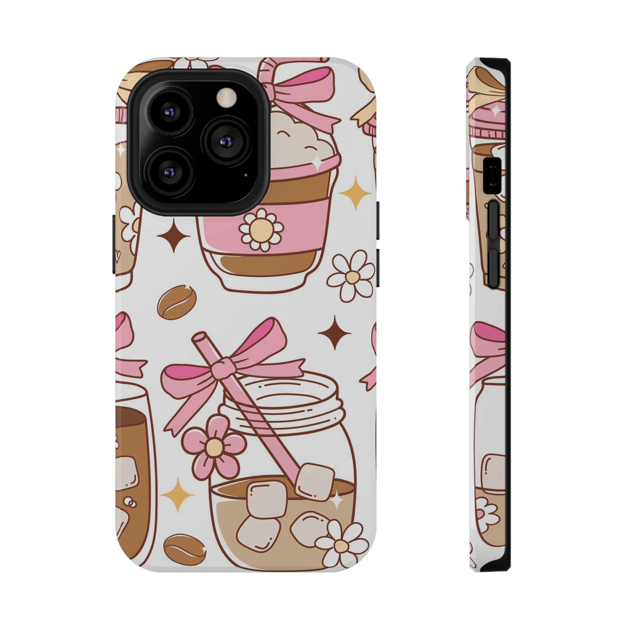 Cute Pink Coffee & Latte Pattern Impact Phone Case