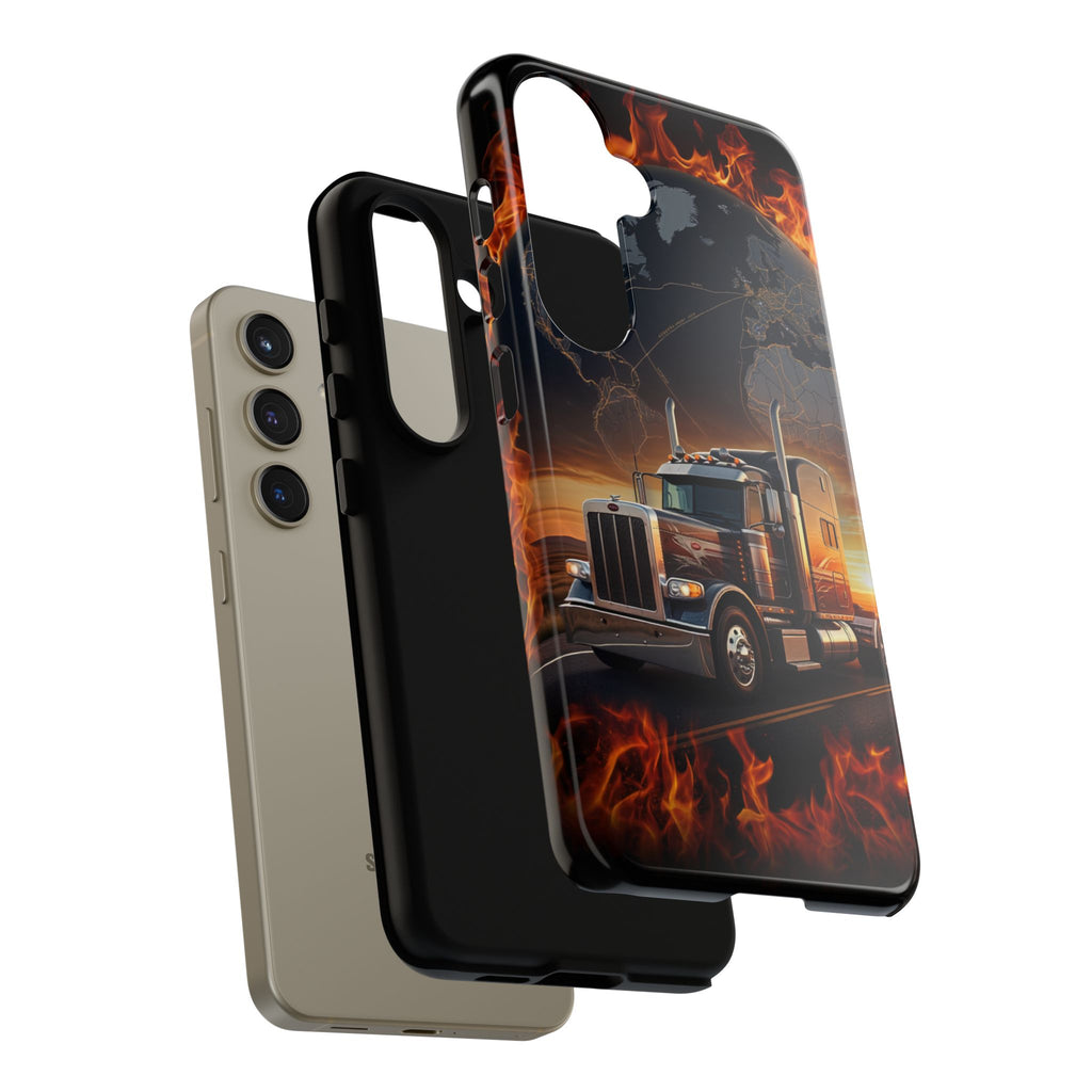 Truck Flames Phone Case — Bold Semi-Truck Globe Design