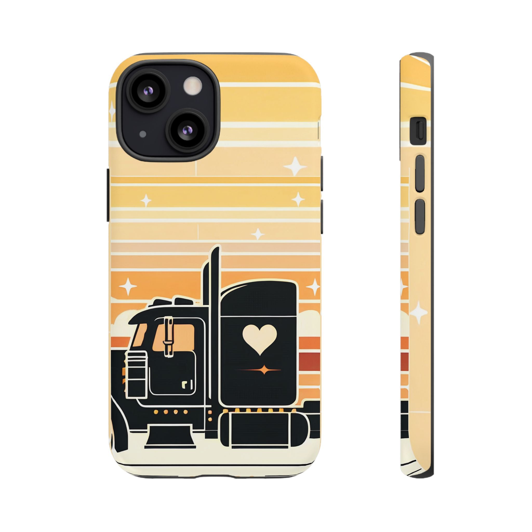 Trucker Heart Phone Case — Retro Semi Truck Protective Phone Cover