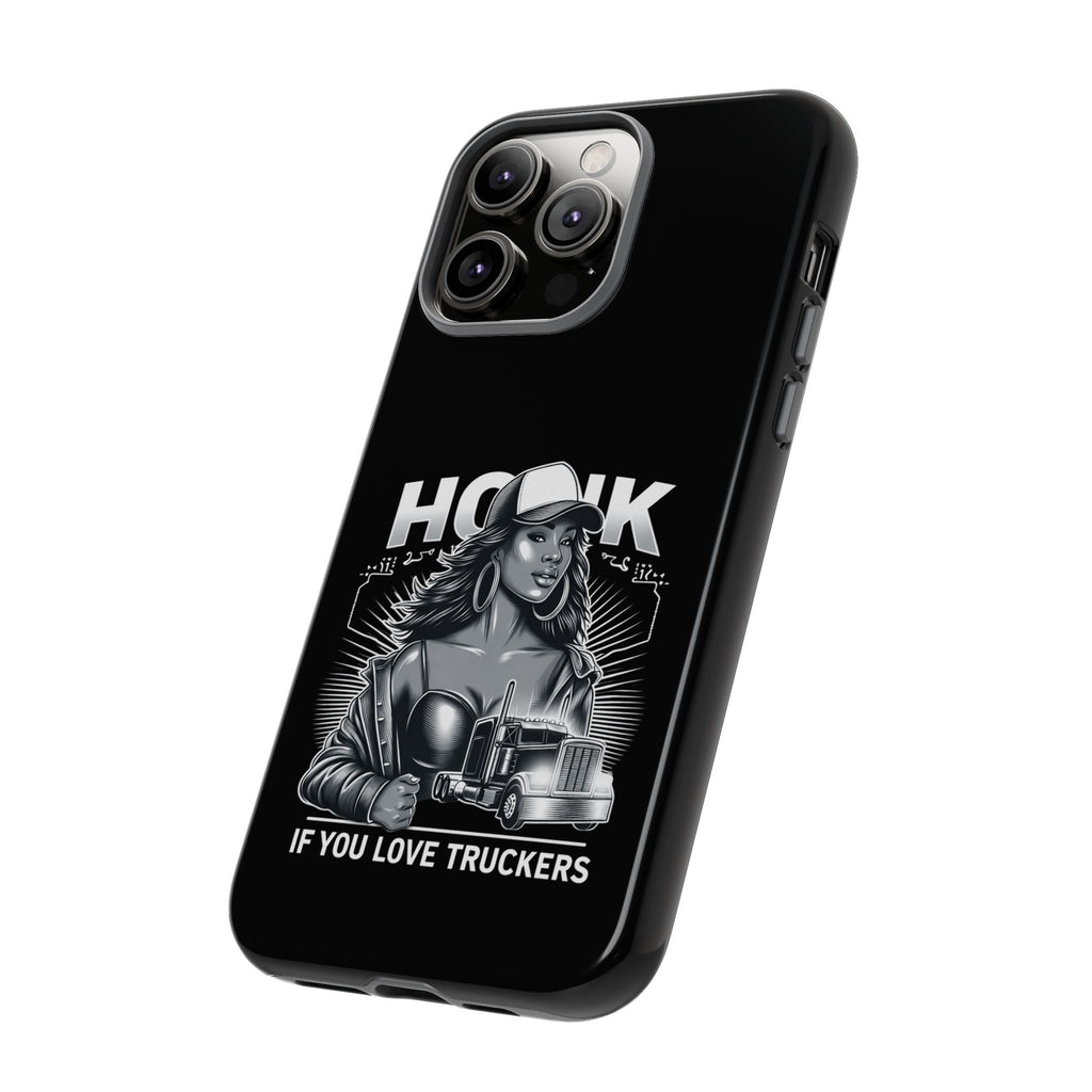Phone Case — 'Honk' Trucker Girl Retro Semi Truck Protective Case