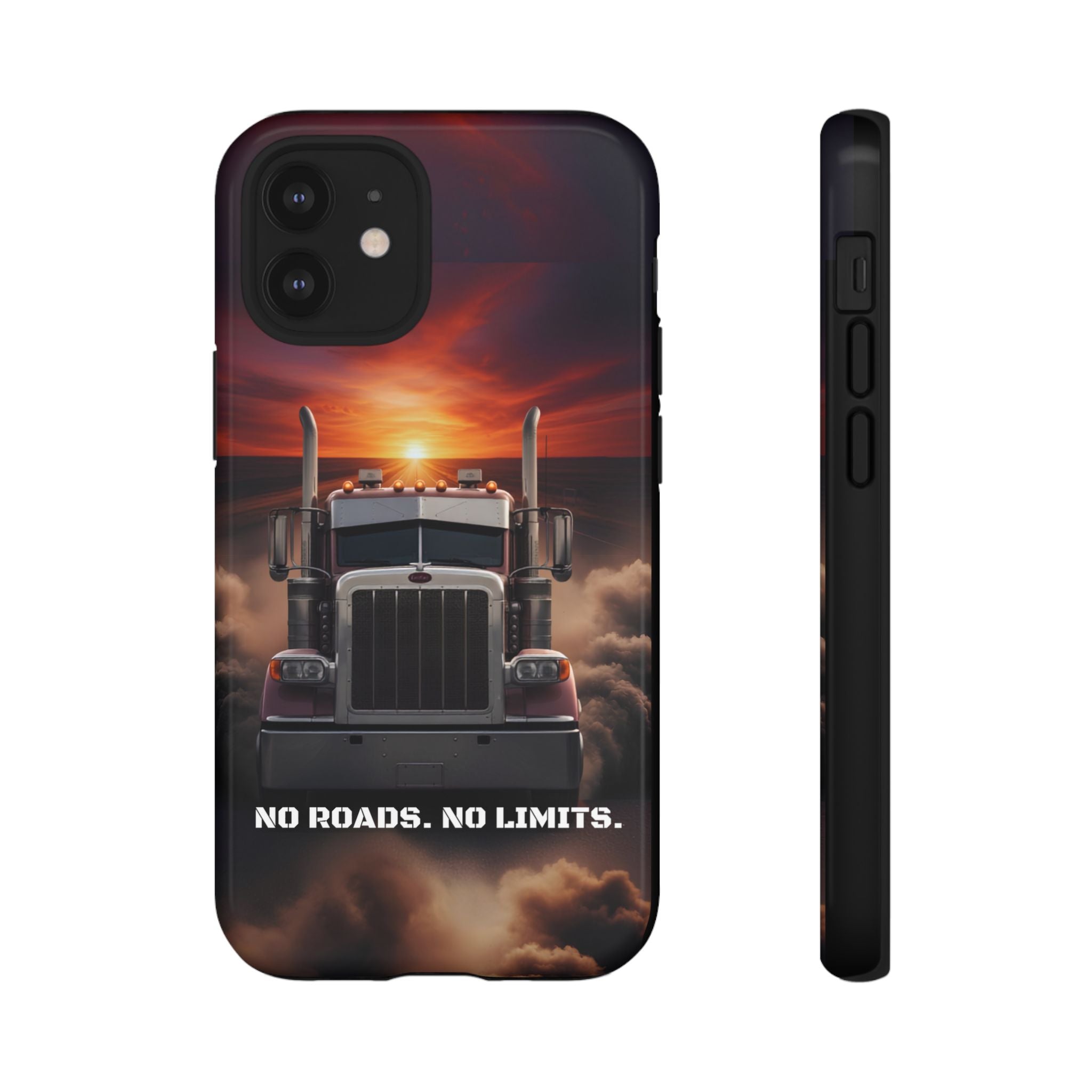 Truck Phone Case — "No Roads. No Limits." Sunset Semi Truck Protective Case