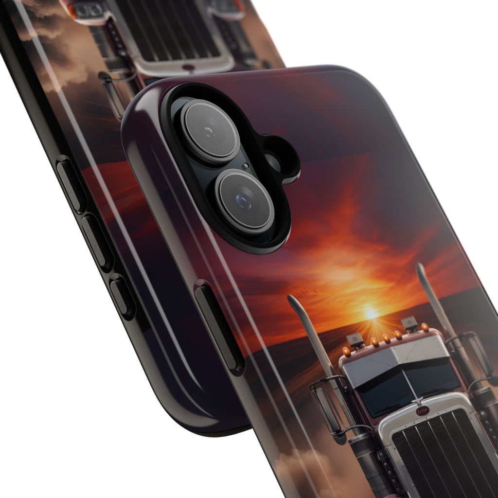 Truck Phone Case — "No Roads. No Limits." Sunset Semi Truck Protective Case