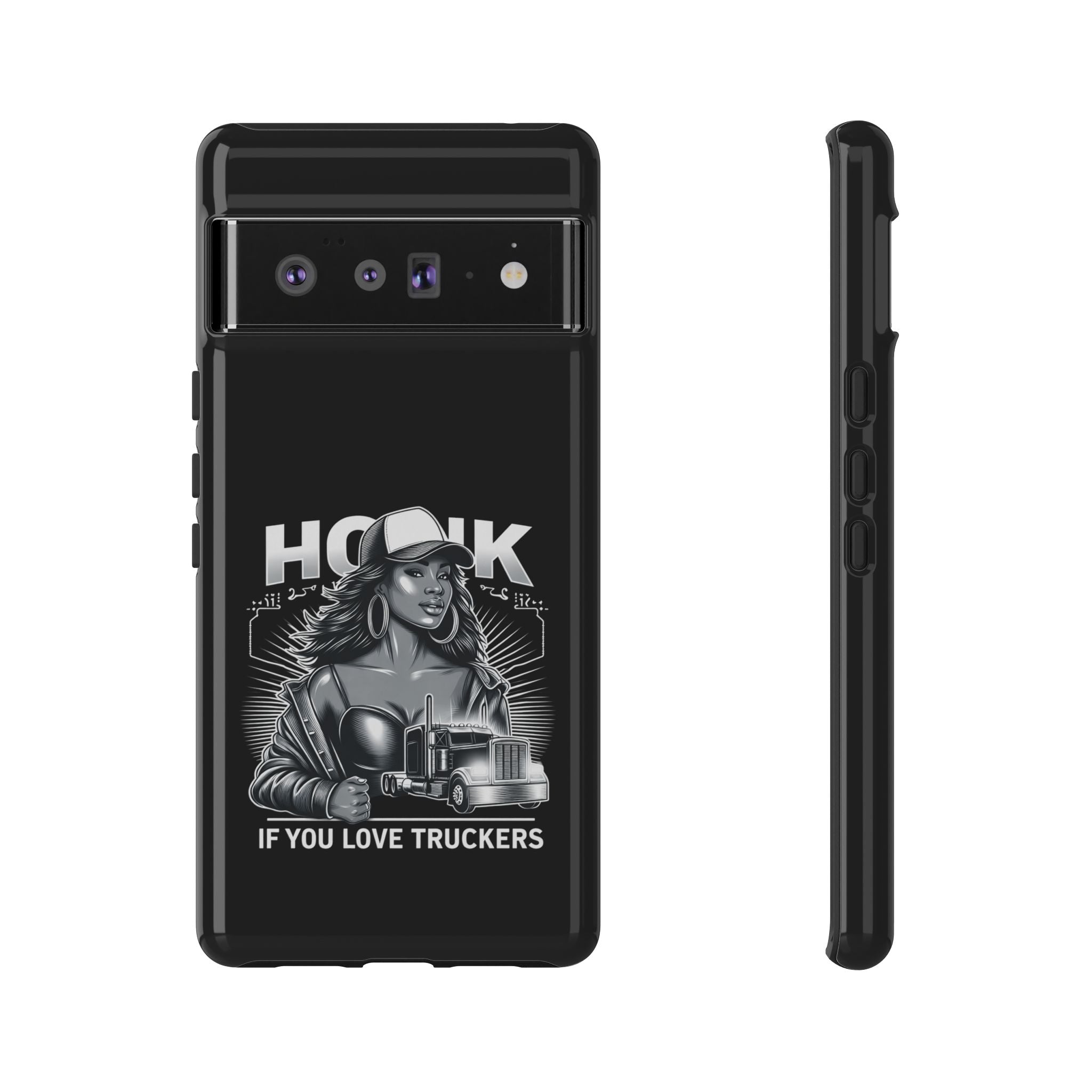 Phone Case — 'Honk' Trucker Girl Retro Semi Truck Protective Case