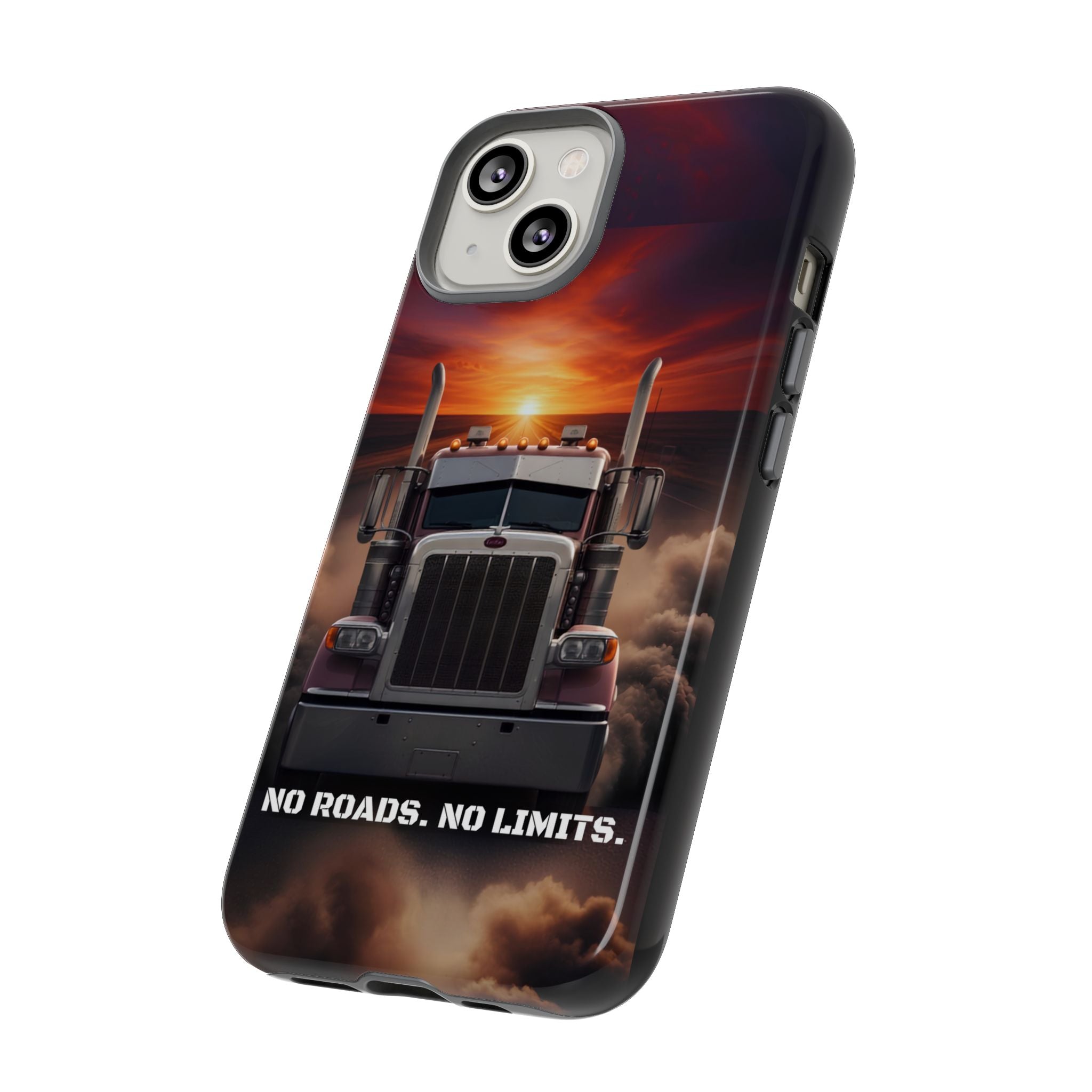 Truck Phone Case — "No Roads. No Limits." Sunset Semi Truck Protective Case