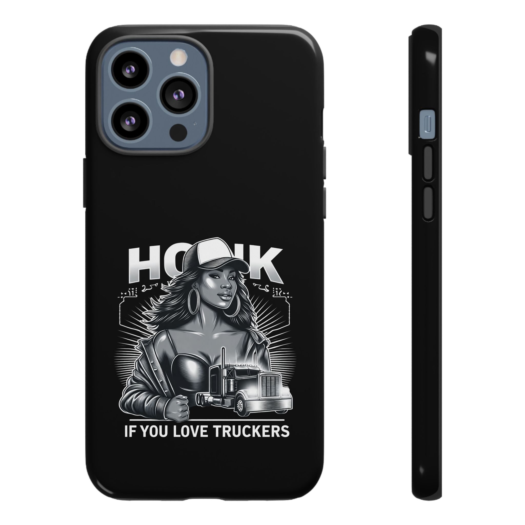 Phone Case — 'Honk' Trucker Girl Retro Semi Truck Protective Case