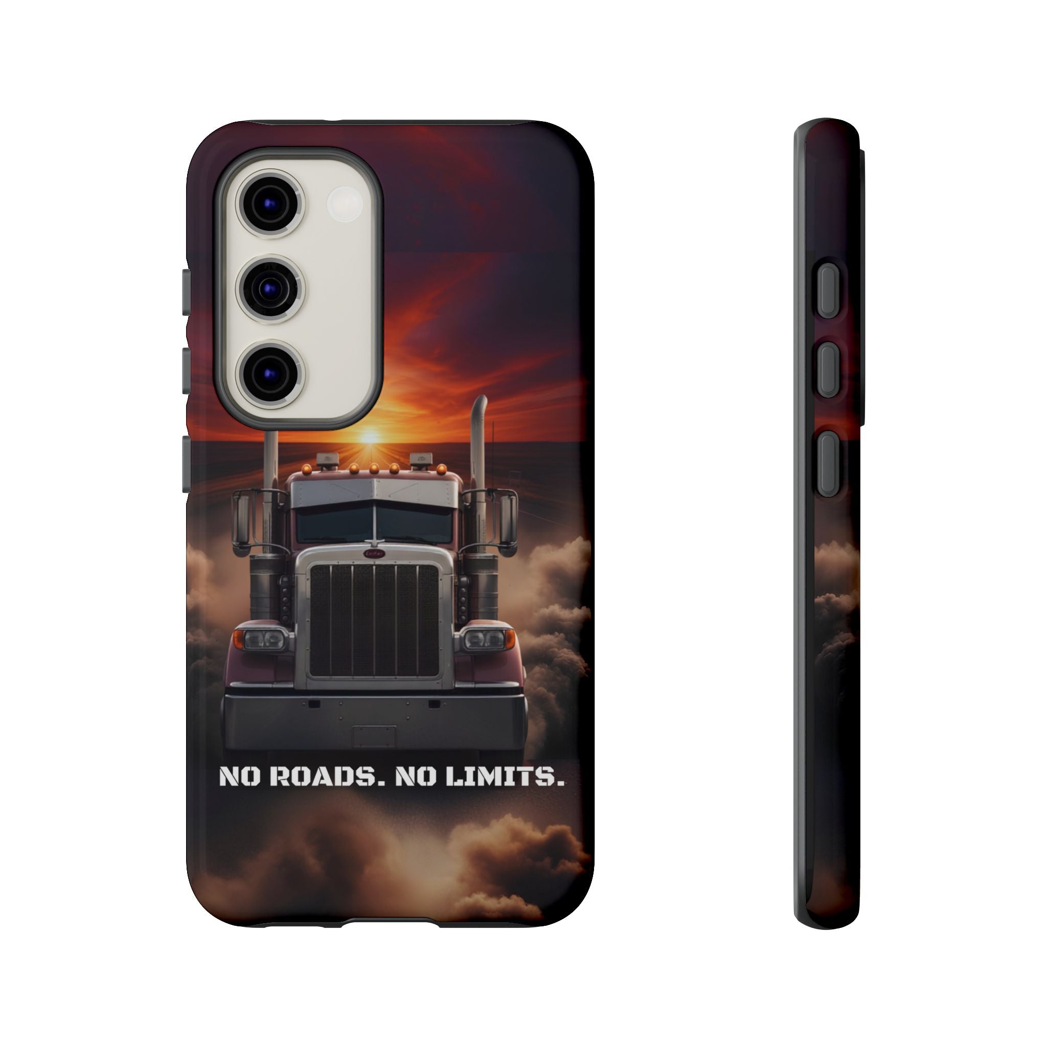 Truck Phone Case — "No Roads. No Limits." Sunset Semi Truck Protective Case