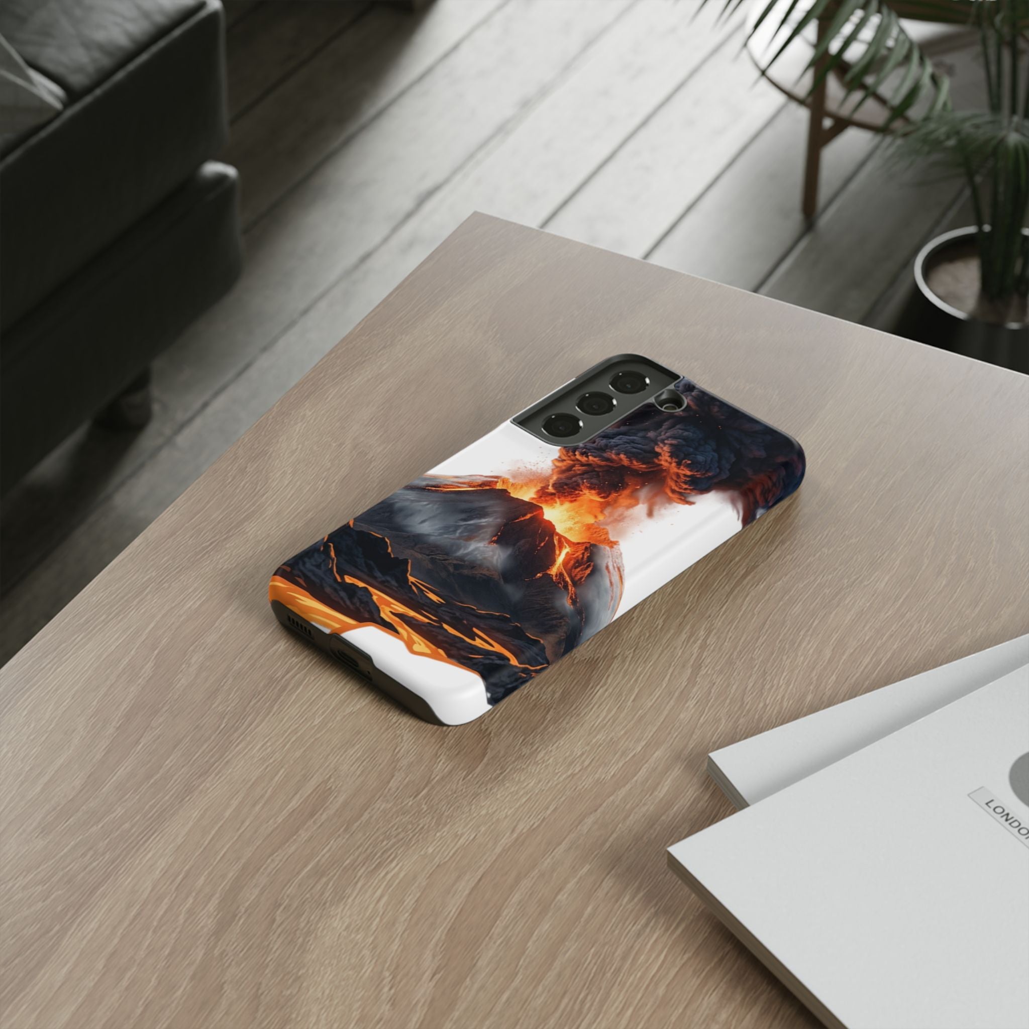 Volcano Eruption Tough Phone Case — Fiery Lava Protective Cover