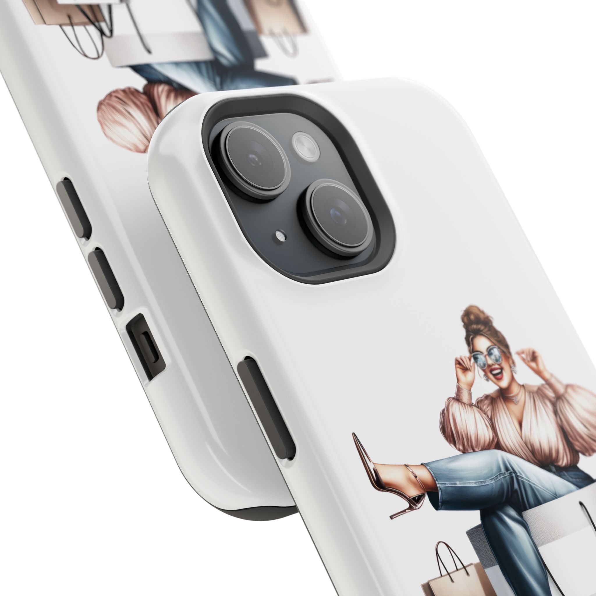 Magnetic Impact-Resistant Case — Luxury Shopper Goddess on Clouds Phone Cover