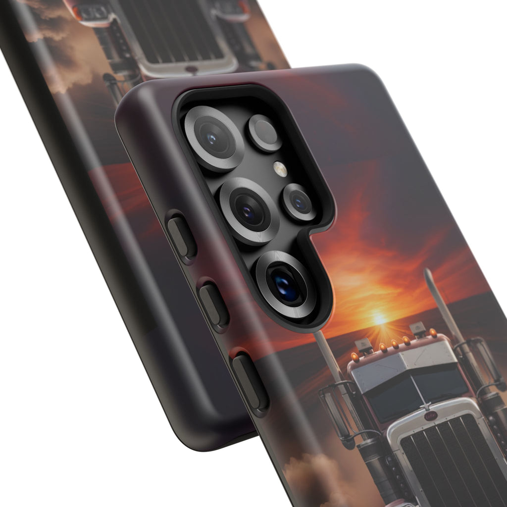 Truck Phone Case — "No Roads. No Limits." Sunset Semi Truck Protective Case