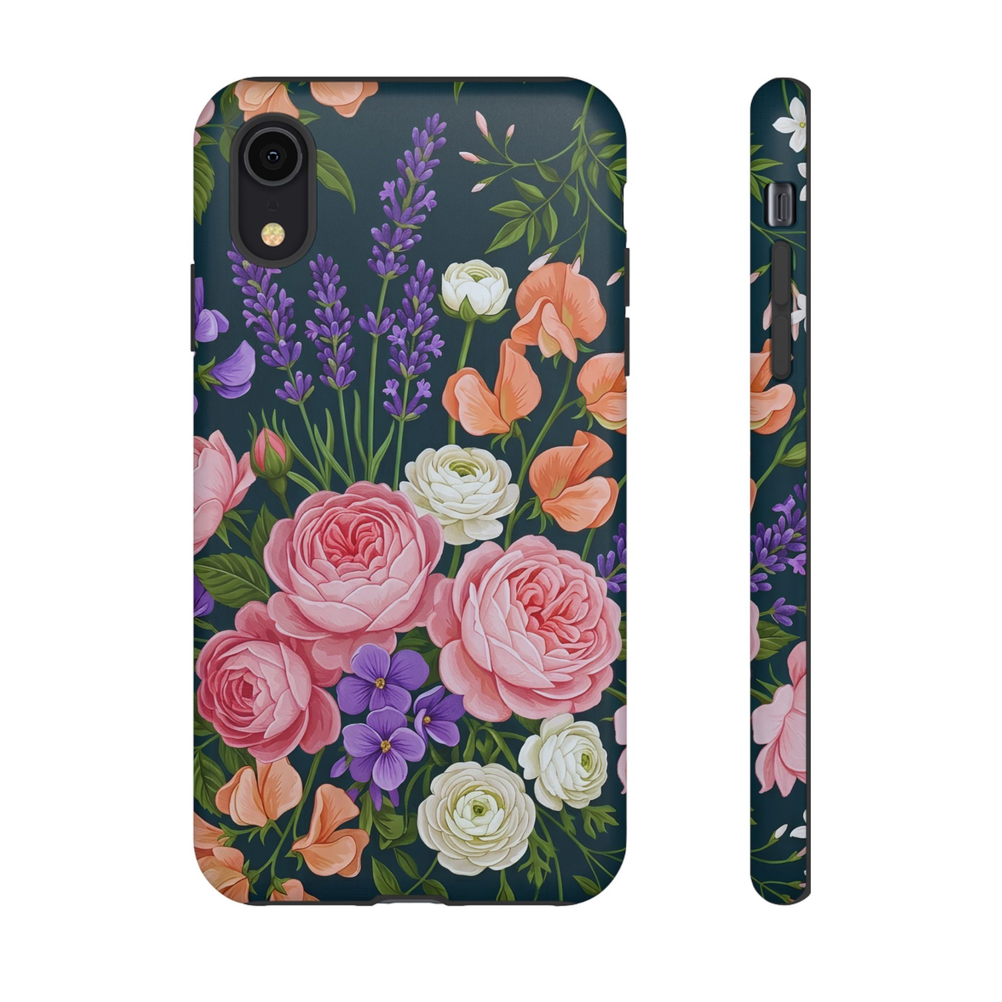 Floral Bouquet Phone Case — Vintage Roses & Lavender Protective Cover