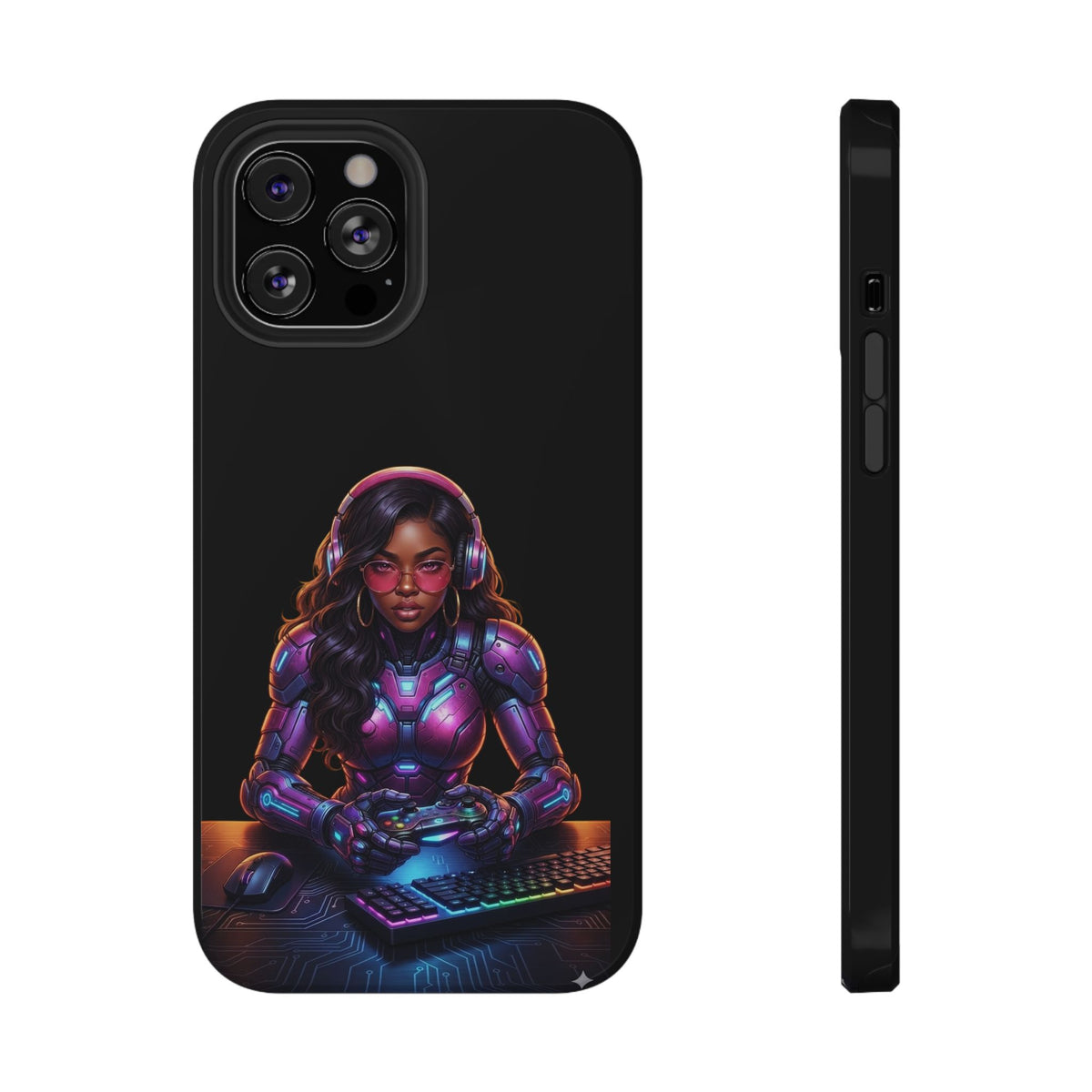 Gamer Girl Cyber Armor Phone Case — Impact‑Resistant Protective Cover